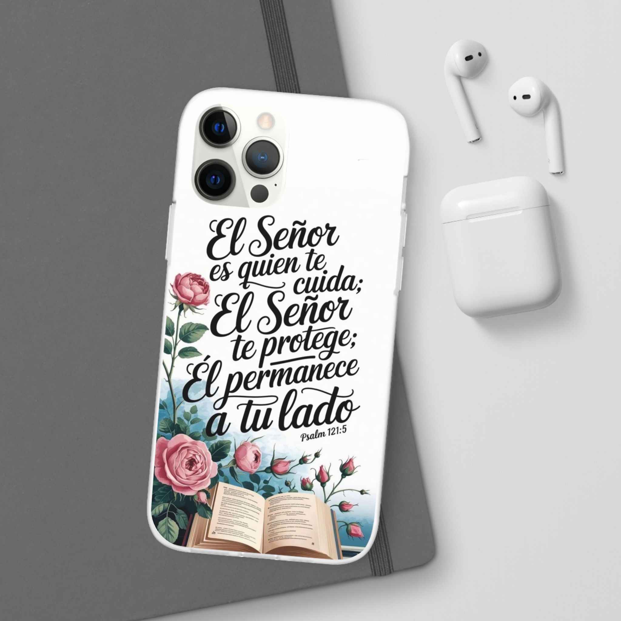 Inspirational Phone Case with Psalm 121:5 Quote, Flexi Case for Protection, Bible Verse Case, Gift for Faith Lovers, Spiritual Décor