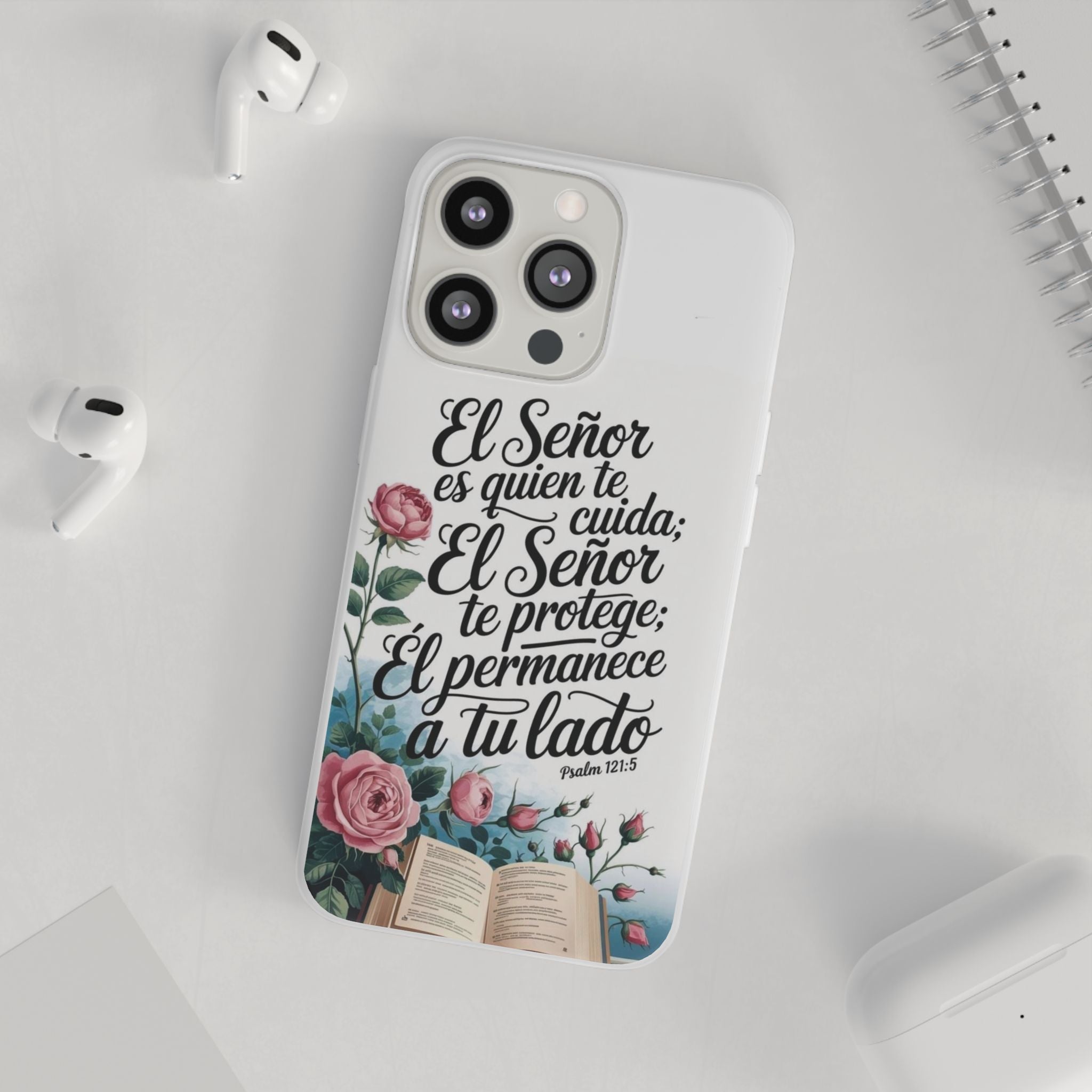 Inspirational Phone Case with Psalm 121:5 Quote, Flexi Case for Protection, Bible Verse Case, Gift for Faith Lovers, Spiritual Décor