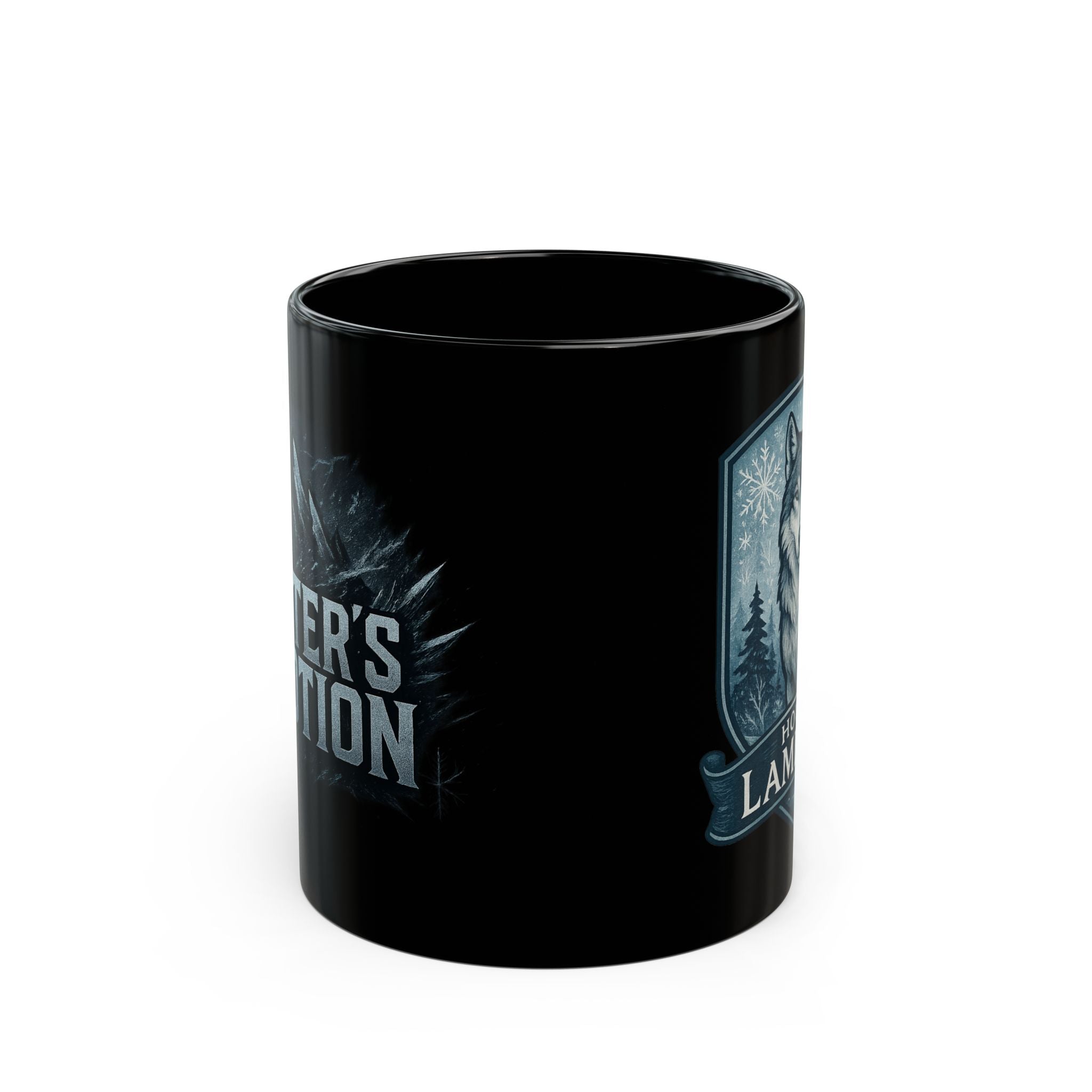 Fantasy-Themed Black Mug for House Lambert Fans, Wolf Design, Perfect Gift for Gamers, Coffee Lovers, Holidays, and Collectors
