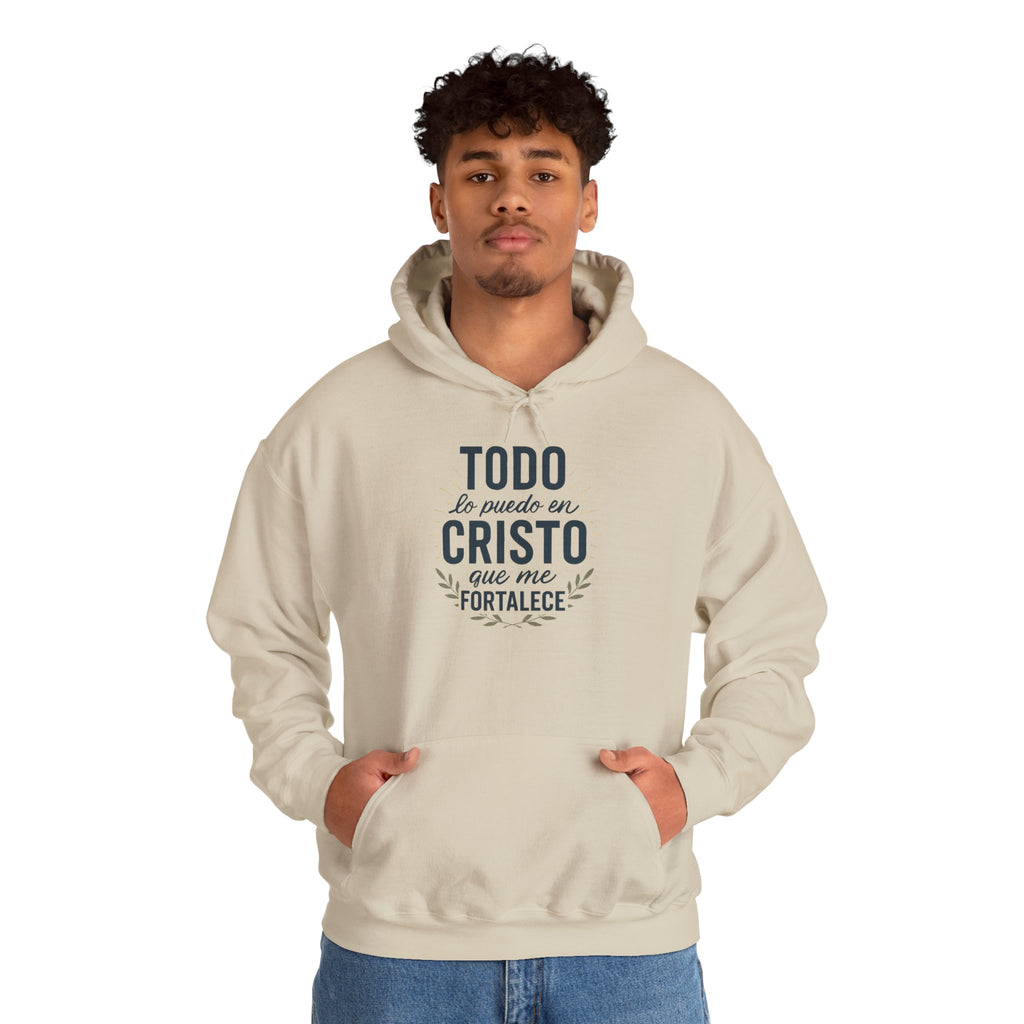 Christian Hoodie - "Todo lo puedo en Cristo" / "Dios te bendiga" Inspirational Spanish Pullover