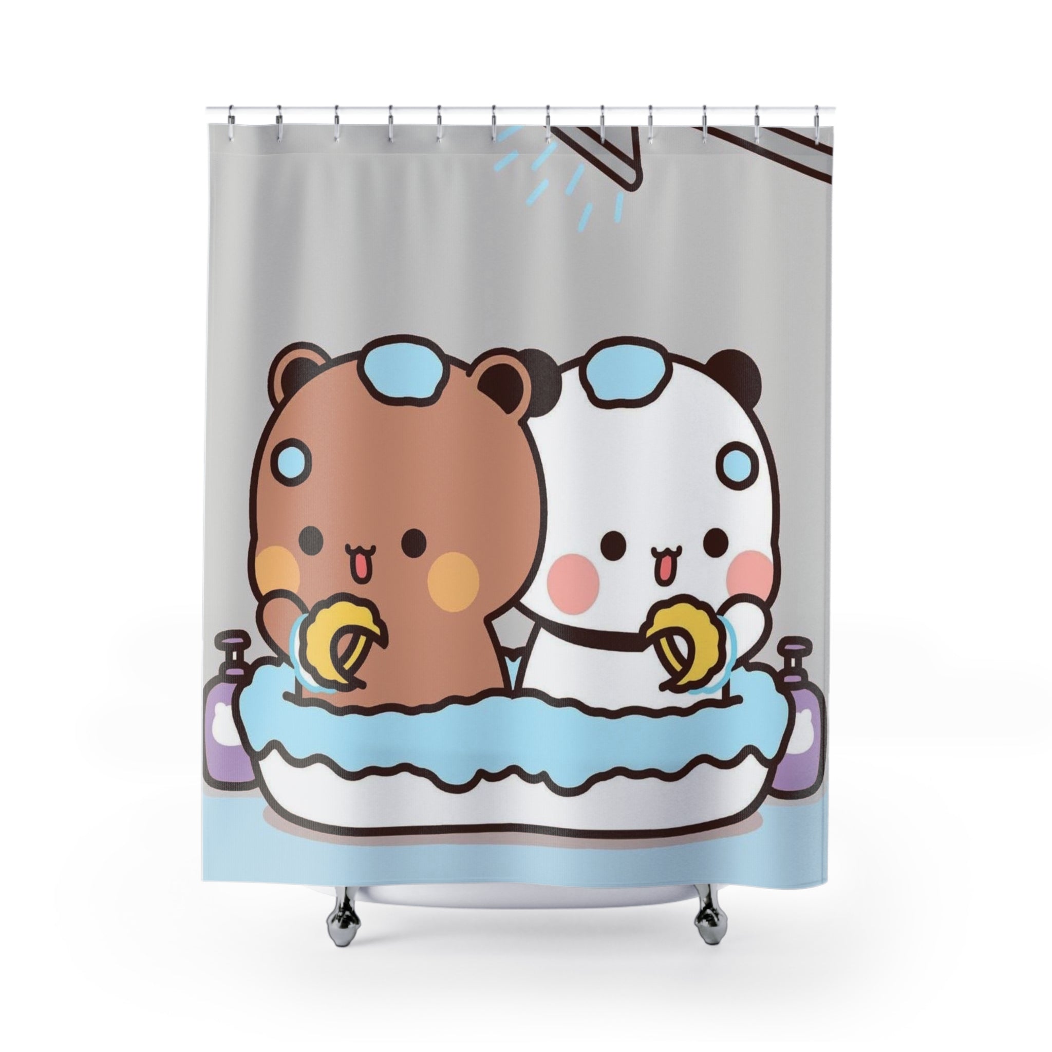 Cute Bear Bath Time Shower Curtain | Adorable Bathroom Decor | Animal Themed Gift | Kids Room, Nursery, Cute Bathroom Accessories