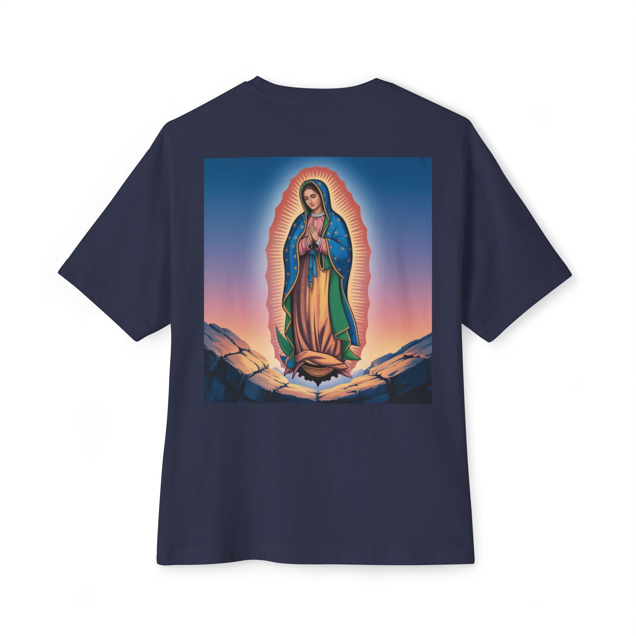 Spiritual Oversized Tee - Vintage Jesus & Virgin Mary Graphic Tee, Faith-Based Fashion, Unisex Gift, Christian Apparel, Nostalgic Tee