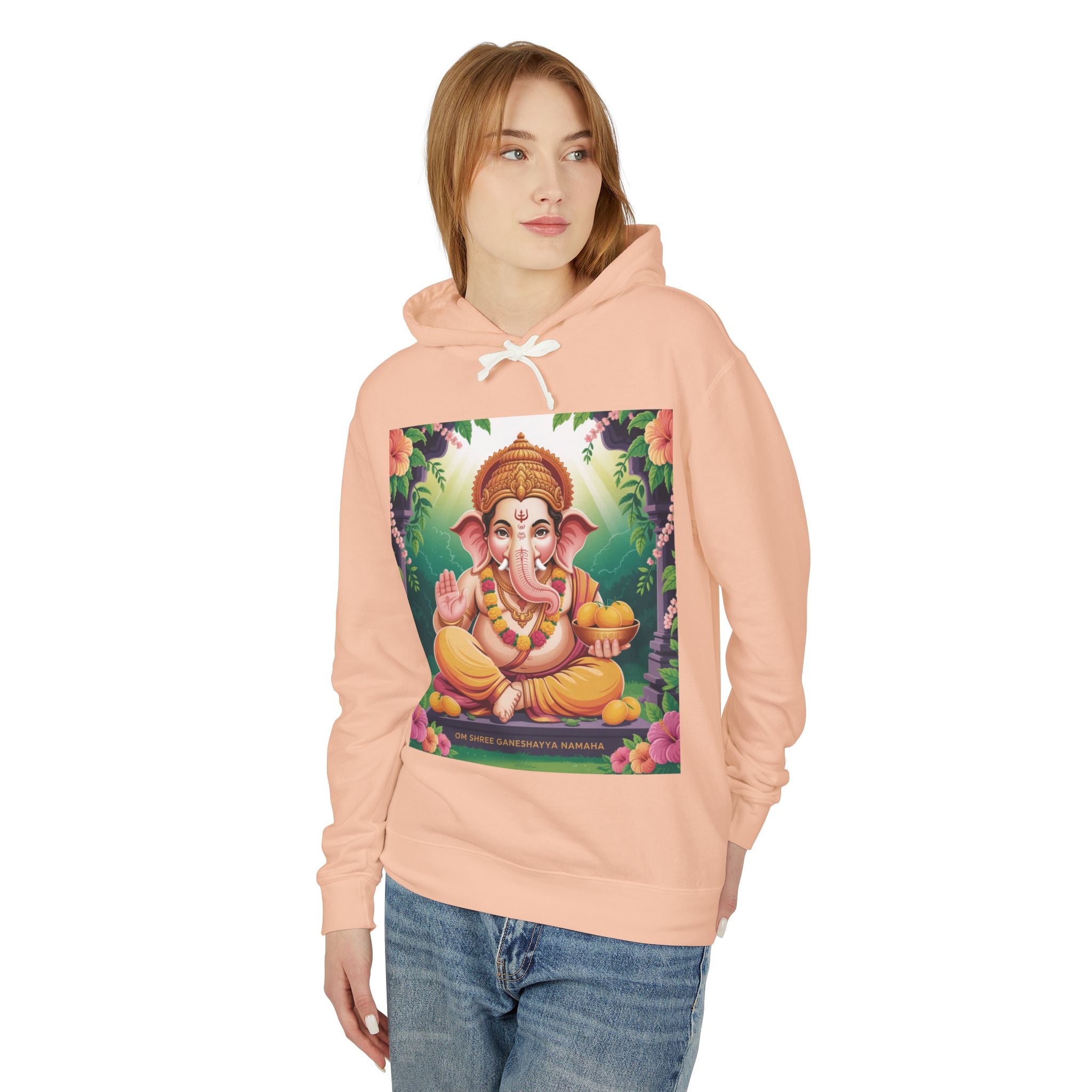 Spiritual Unisex Hoodie, Inspirational Hooded Sweatshirt, Yoga Apparel, Meditation Fashion, Ganesh and Om Design
