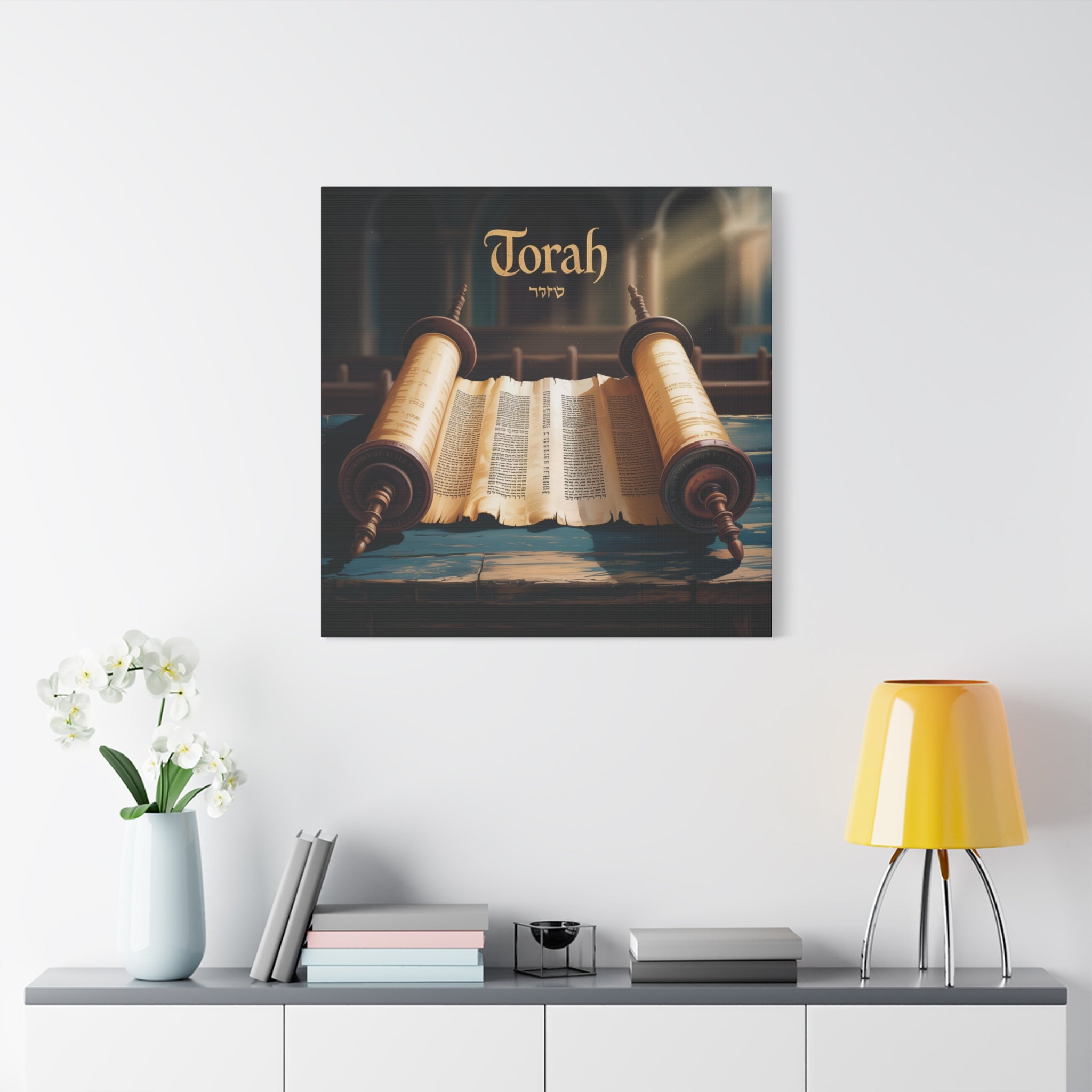 Torah Canvas Wall Art, Spiritual Home Decor, Jewish Gift, Torah Scroll Print, Religious Art, Art for Celebrations