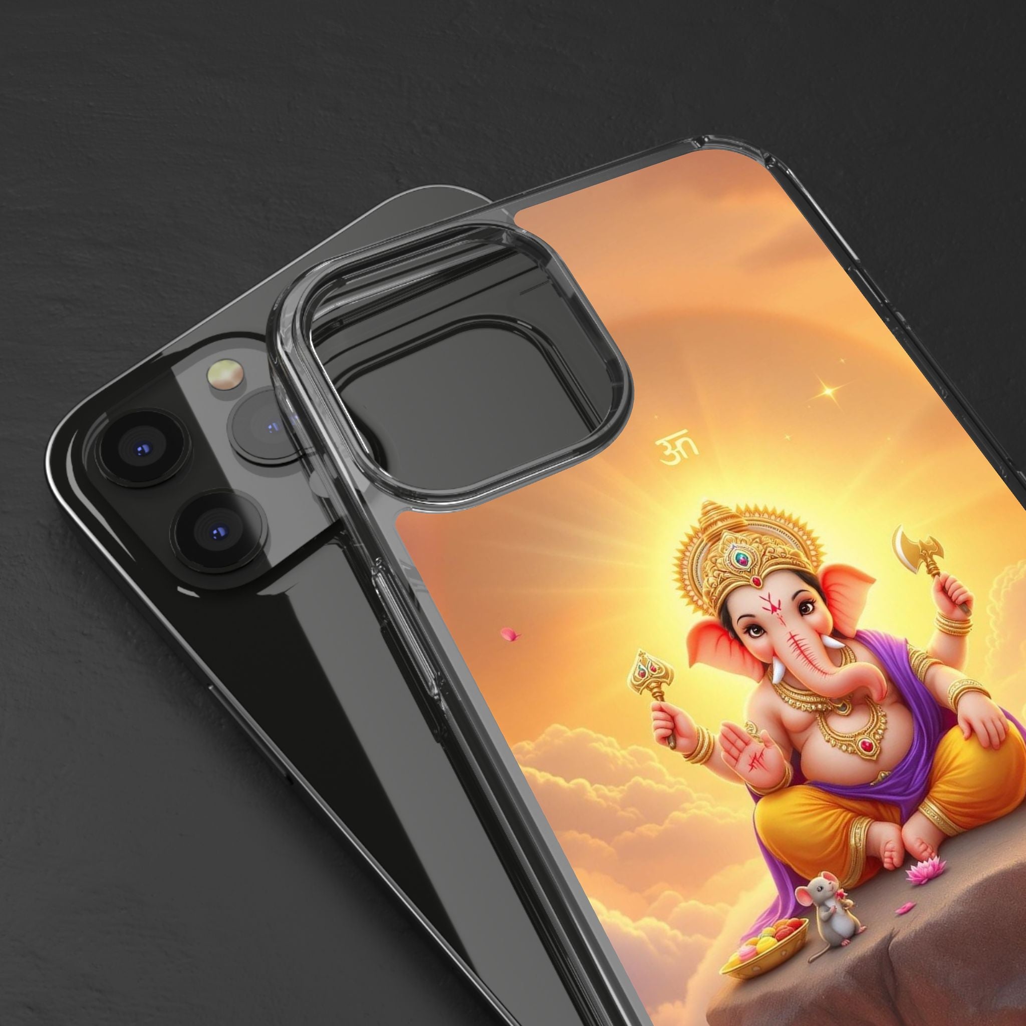 Ganesh Clear Phone Case, Spiritual iPhone Cover, Hindu God Phone Protector, Gift for Her, Boho Phone Accessories