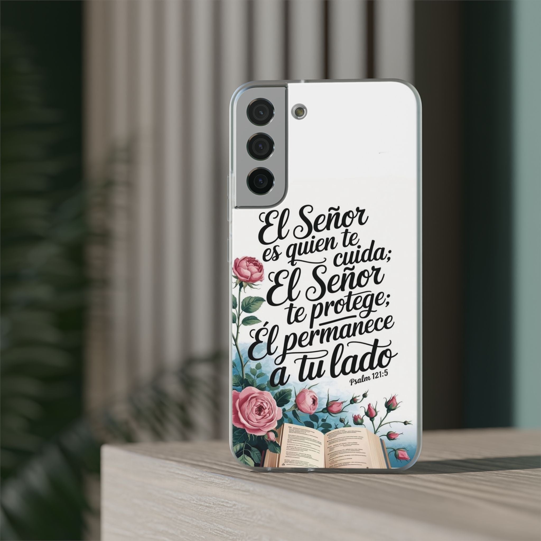 Inspirational Phone Case with Psalm 121:5 Quote, Flexi Case for Protection, Bible Verse Case, Gift for Faith Lovers, Spiritual Décor