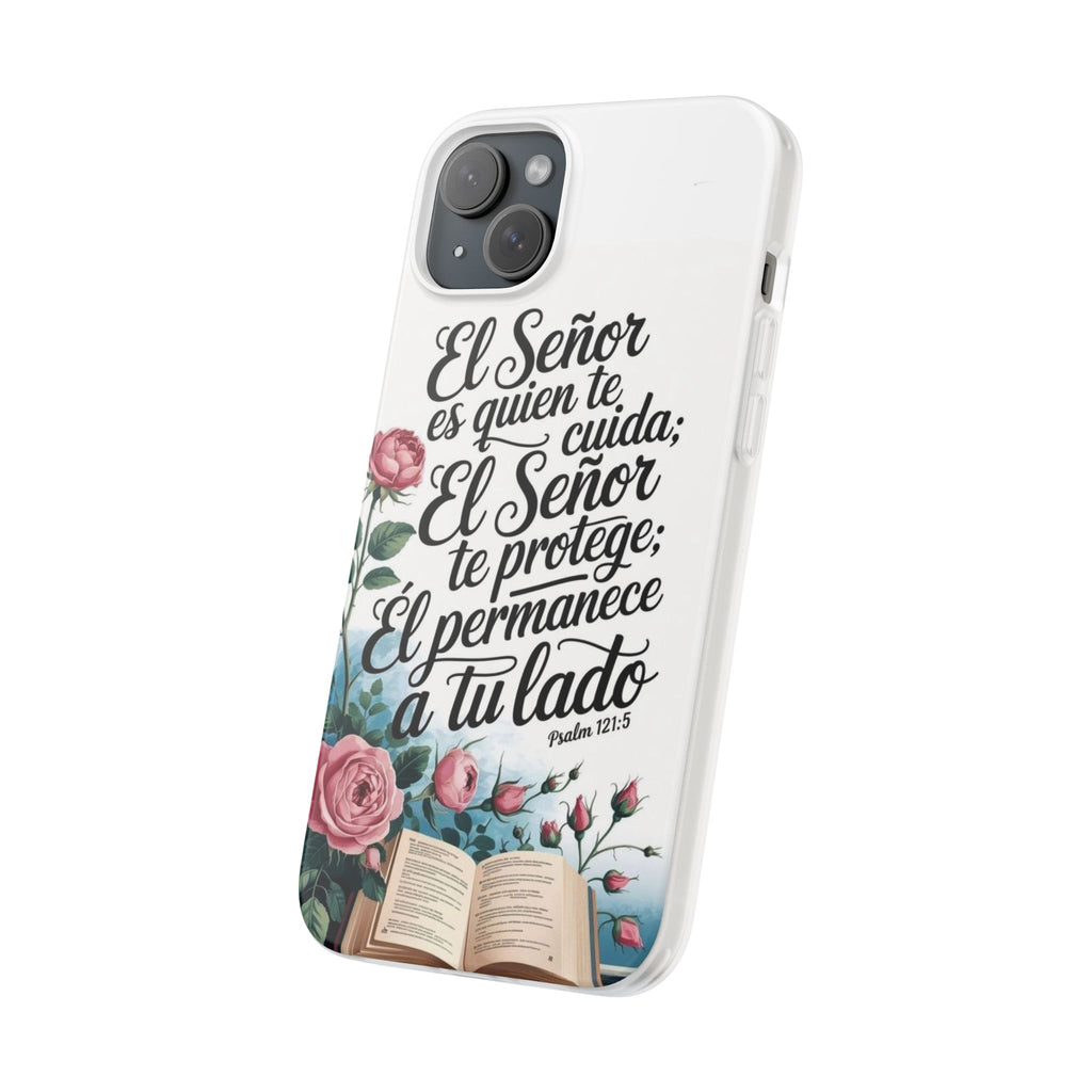 Inspirational Phone Case with Psalm 121:5 Quote, Flexi Case for Protection, Bible Verse Case, Gift for Faith Lovers, Spiritual Décor