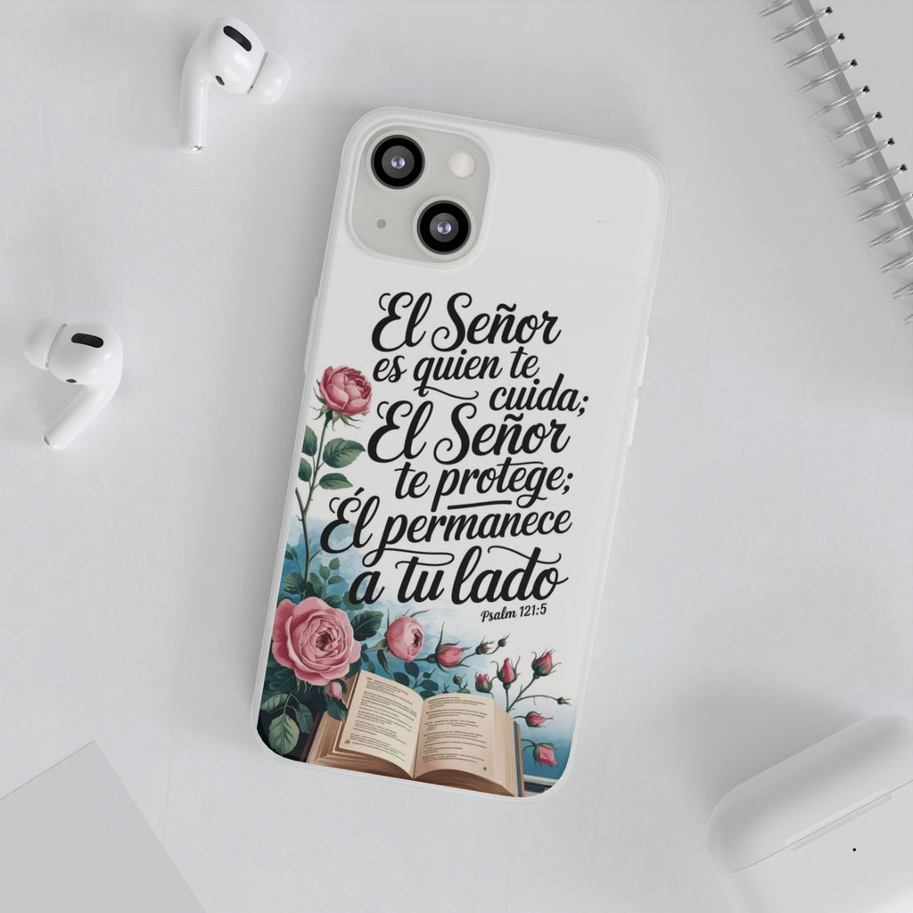 Inspirational Phone Case with Psalm 121:5 Quote, Flexi Case for Protection, Bible Verse Case, Gift for Faith Lovers, Spiritual Décor