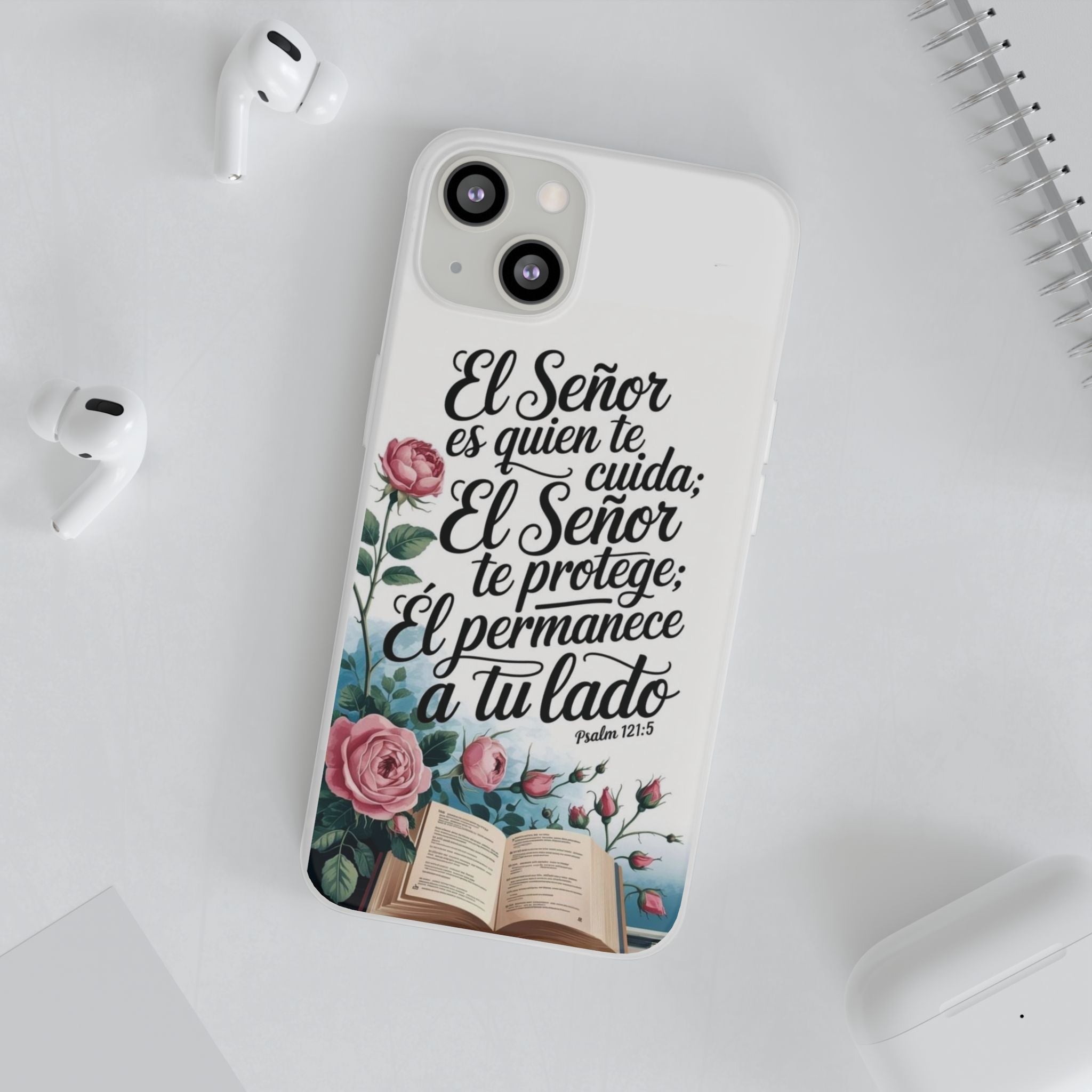 Inspirational Phone Case with Psalm 121:5 Quote, Flexi Case for Protection, Bible Verse Case, Gift for Faith Lovers, Spiritual Décor