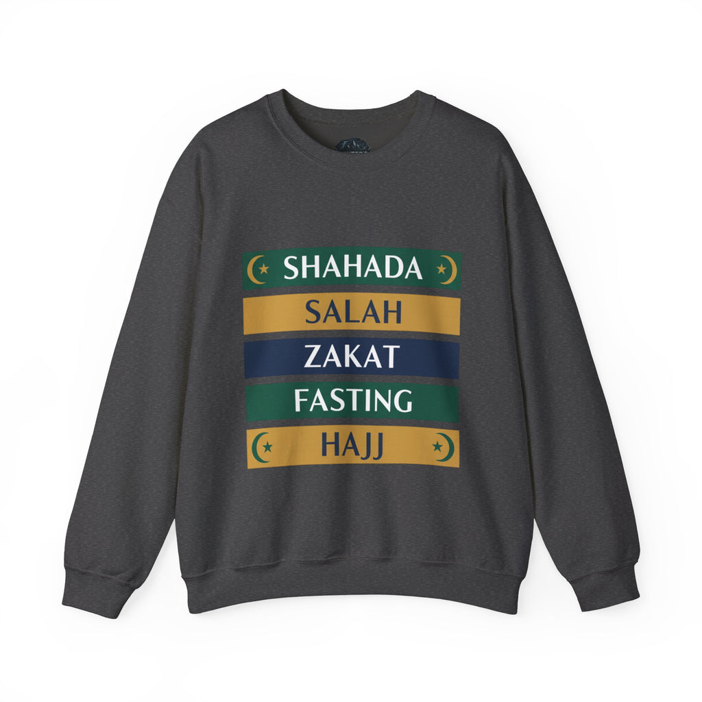 Islamic Pillars Sweatshirt — Shahada, Salah, Zakat, Fasting, Hajj Crewneck