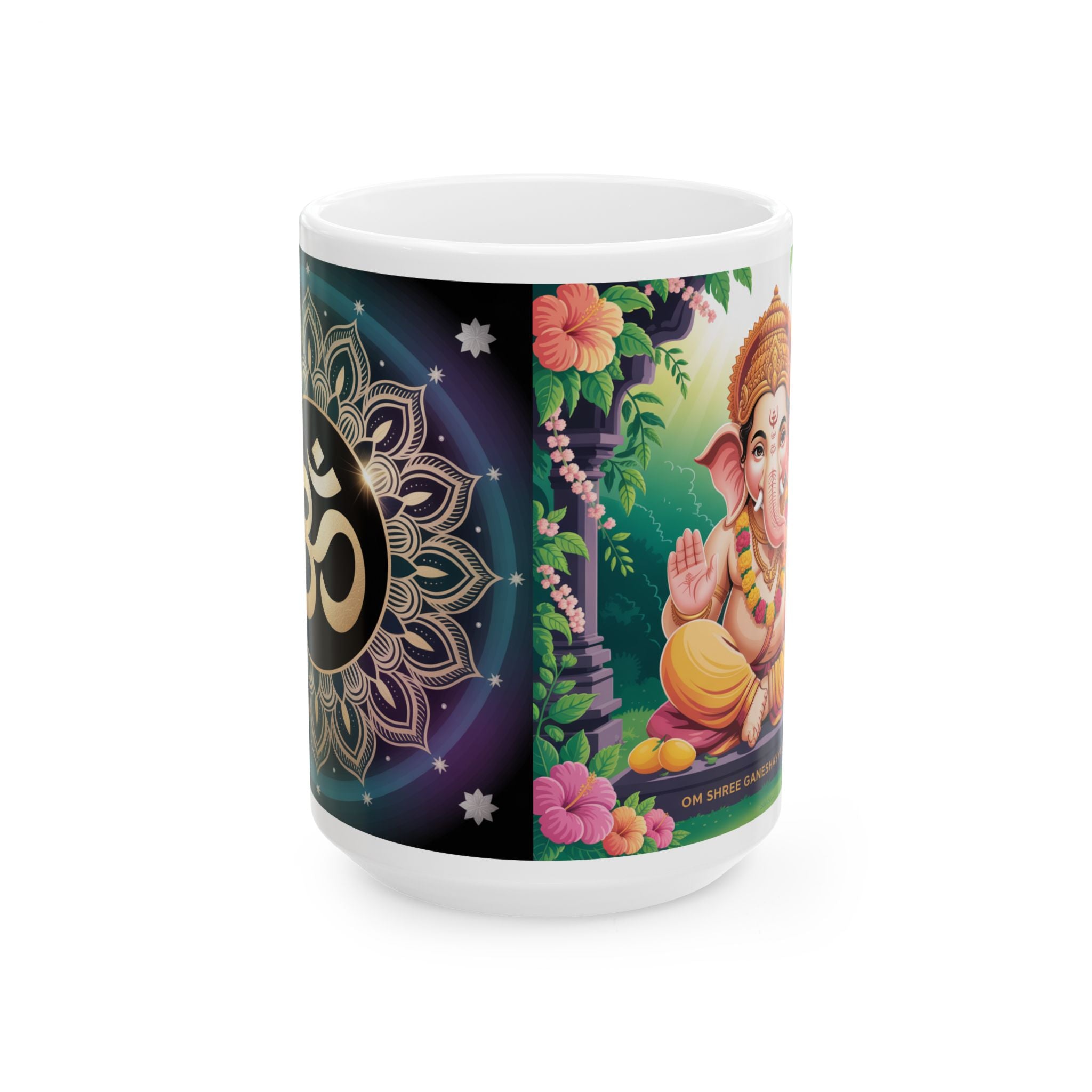 Spiritual Ganesh Ceramic Mug, Meditation Gift, Indian Art Mug, Home Decor, Tea Coffee Cup, Festival Gift Idea