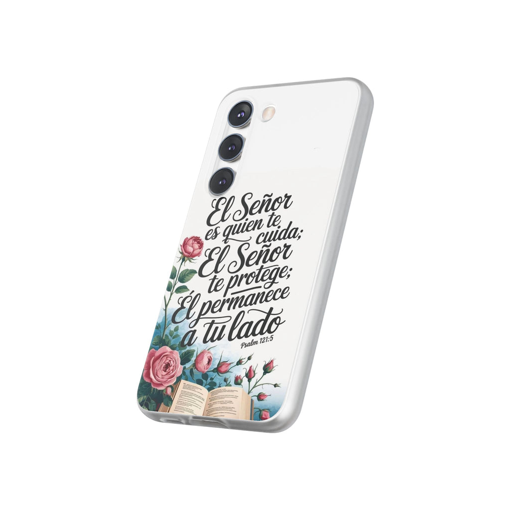Inspirational Phone Case with Psalm 121:5 Quote, Flexi Case for Protection, Bible Verse Case, Gift for Faith Lovers, Spiritual Décor