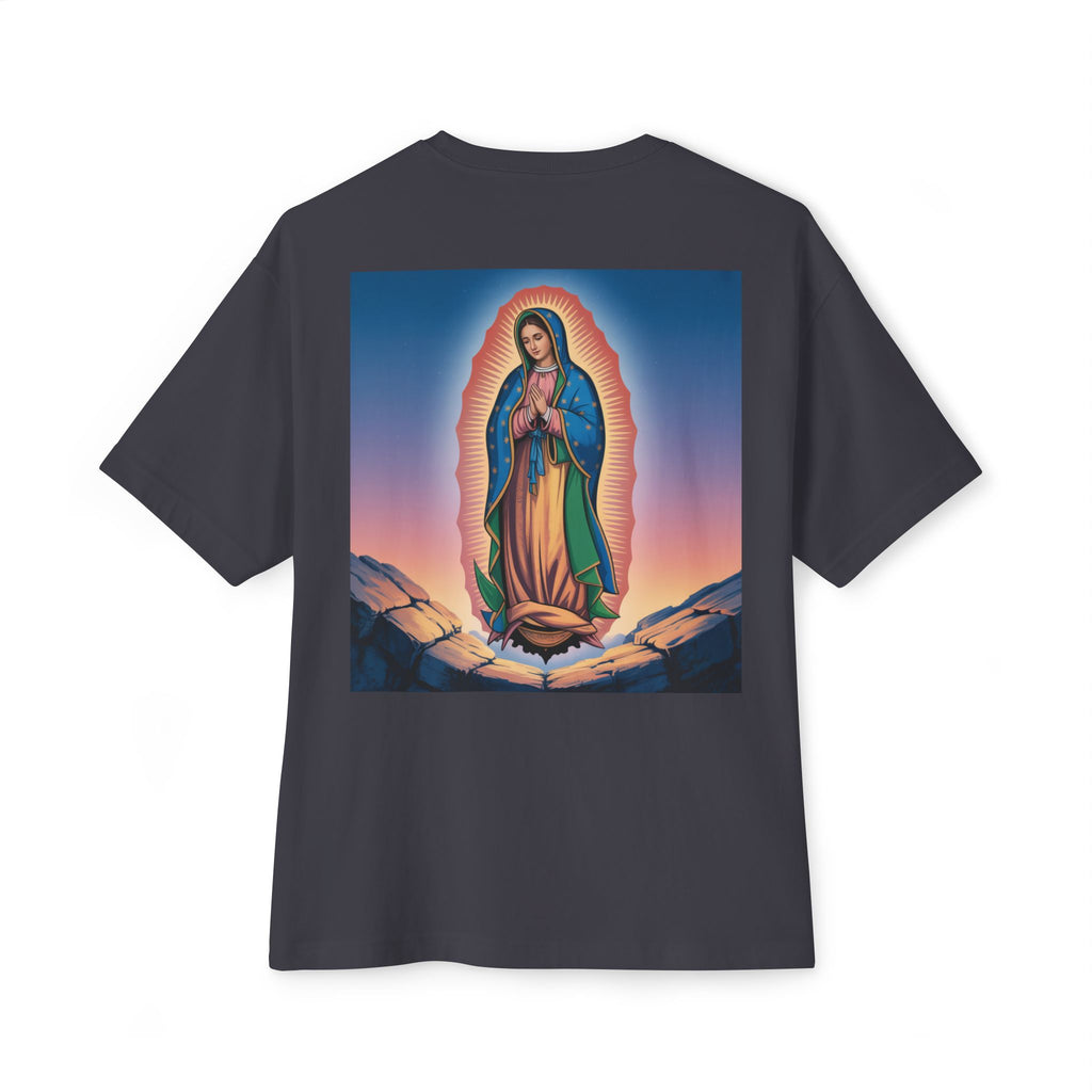 Spiritual Oversized Tee - Vintage Jesus & Virgin Mary Graphic Tee, Faith-Based Fashion, Unisex Gift, Christian Apparel, Nostalgic Tee