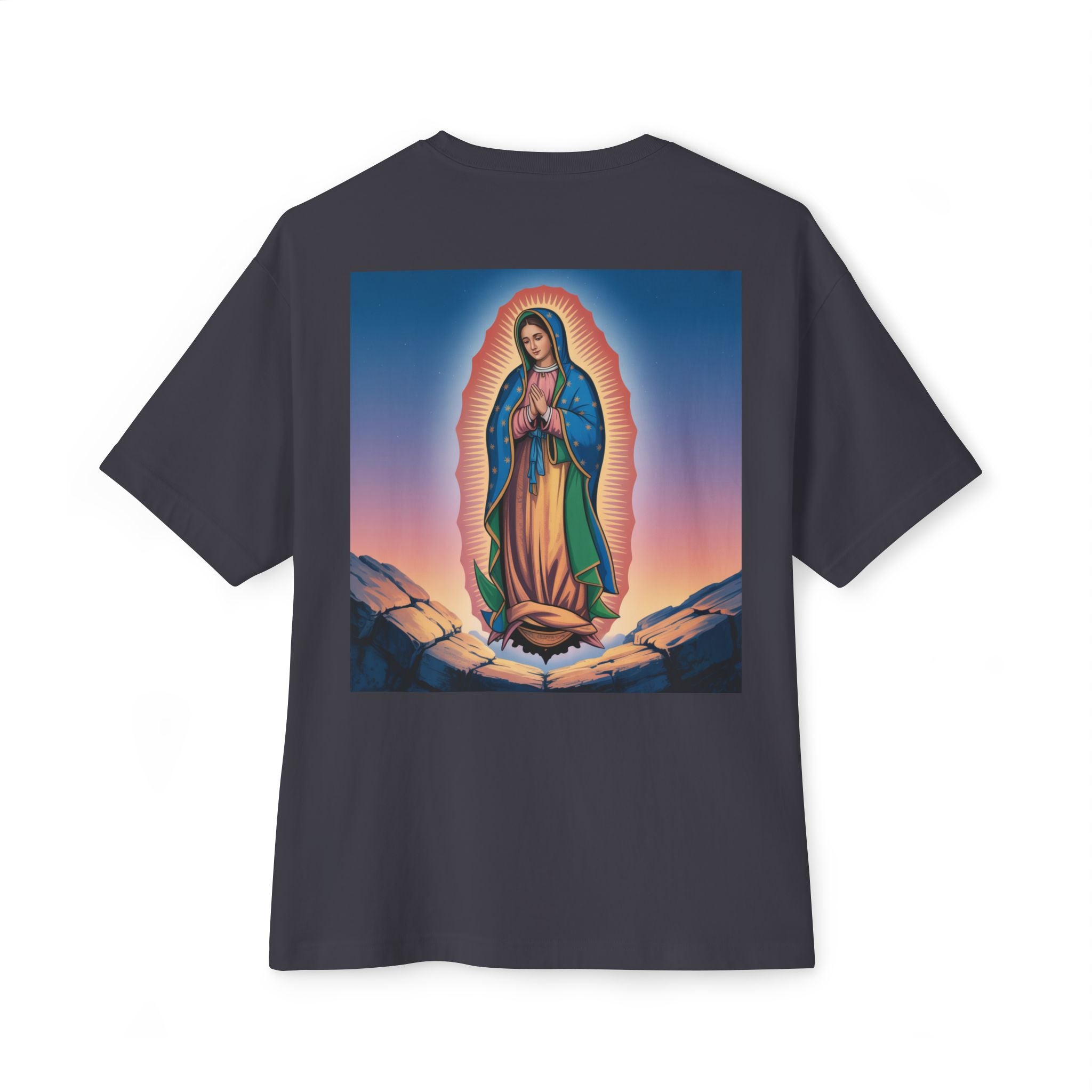Spiritual Oversized Tee - Vintage Jesus & Virgin Mary Graphic Tee, Faith-Based Fashion, Unisex Gift, Christian Apparel, Nostalgic Tee