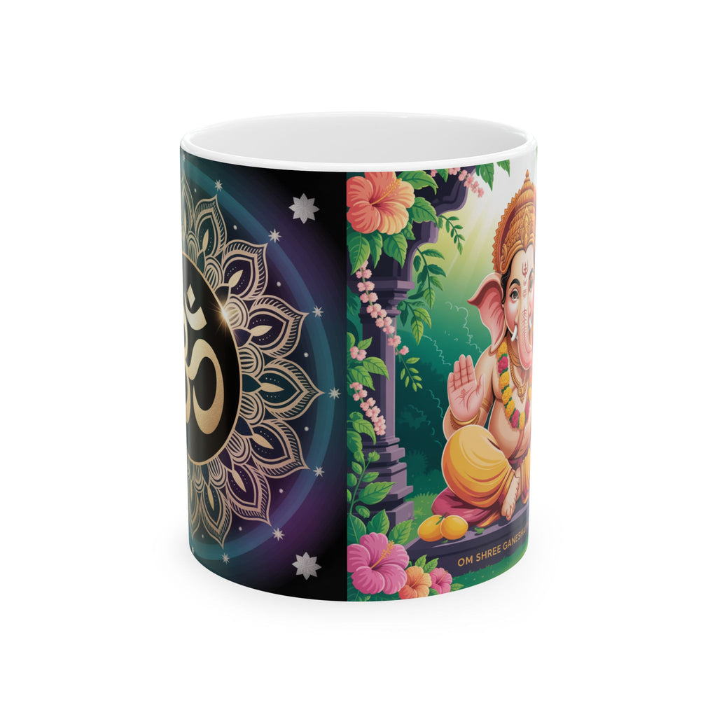 Spiritual Ganesh Ceramic Mug, Meditation Gift, Indian Art Mug, Home Decor, Tea Coffee Cup, Festival Gift Idea