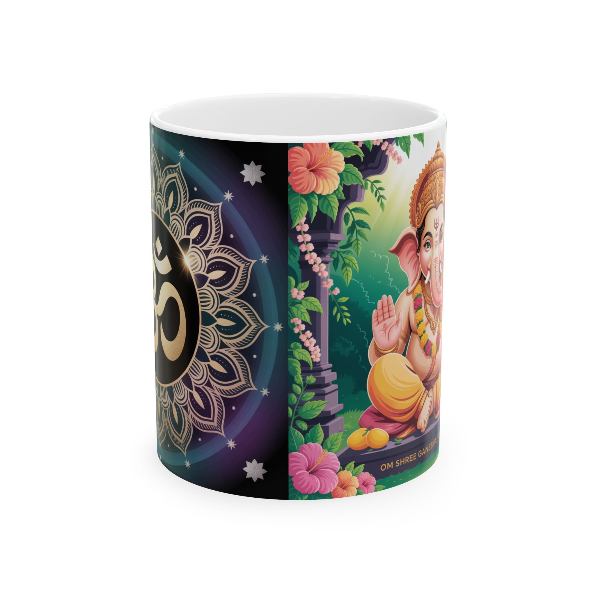 Spiritual Ganesh Ceramic Mug, Meditation Gift, Indian Art Mug, Home Decor, Tea Coffee Cup, Festival Gift Idea