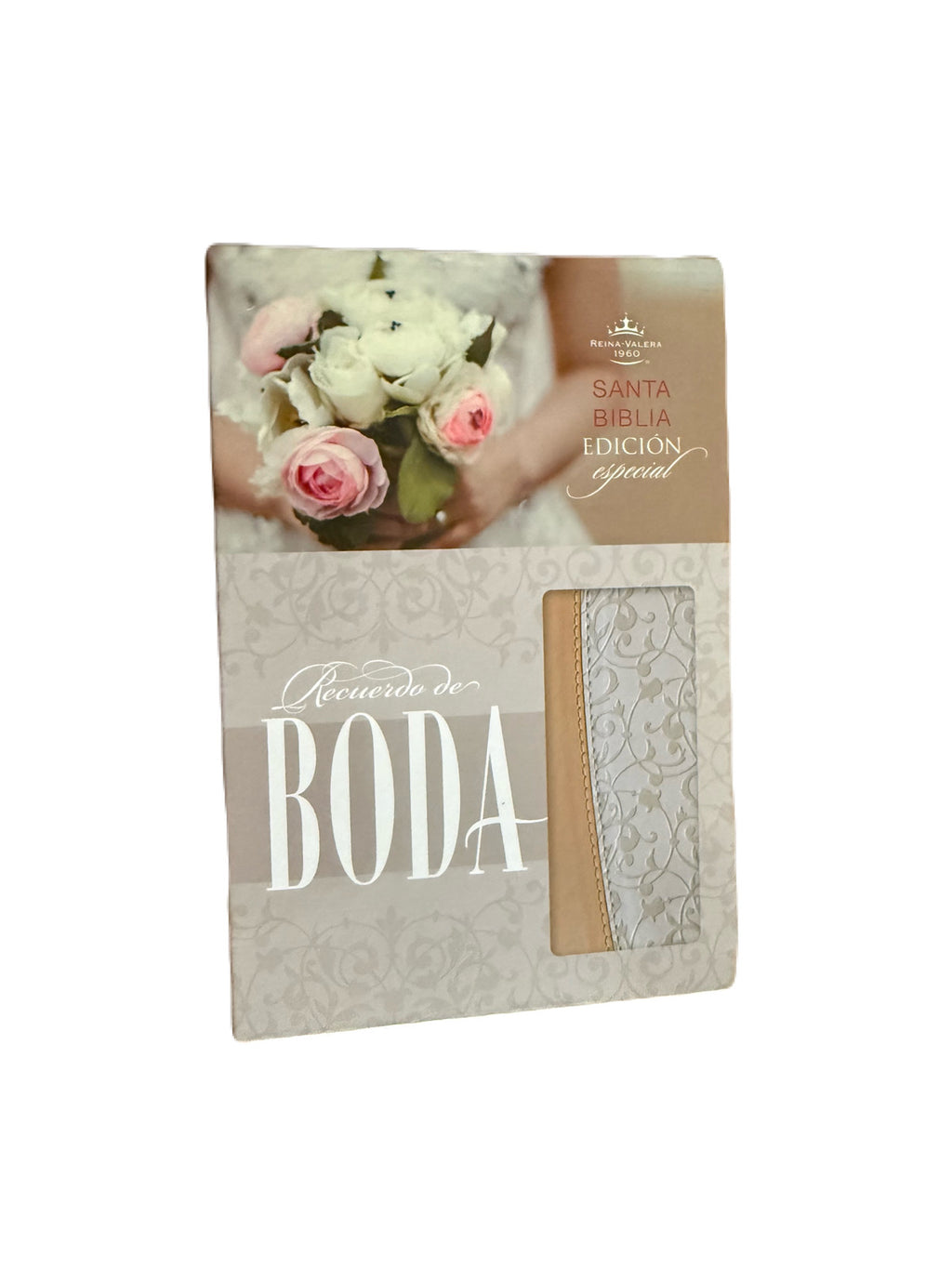 Santa Biblia 8Pts De Boda Filigrana Blanca/Rosa Palo
