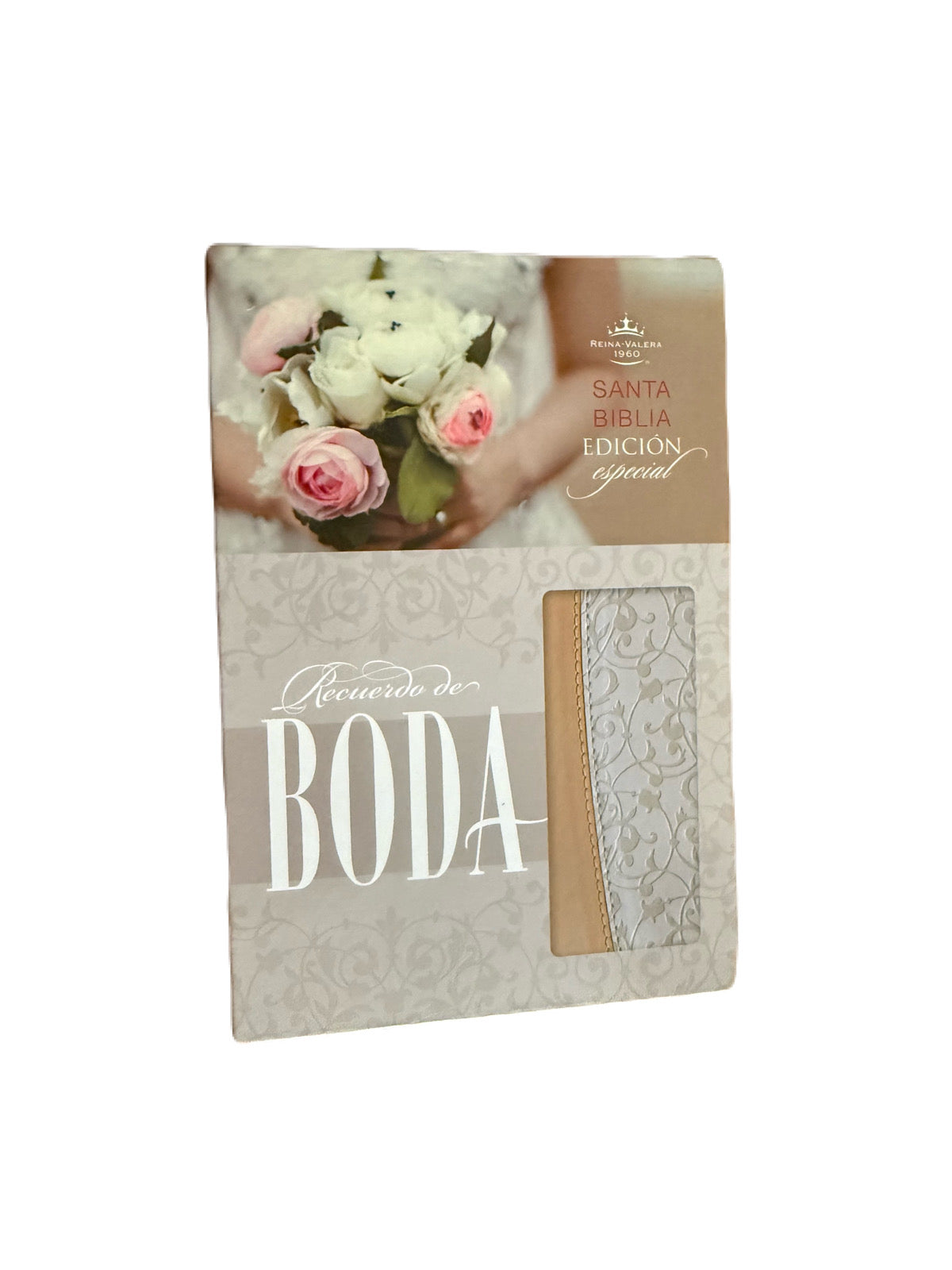 Santa Biblia 8Pts De Boda Filigrana Blanca/Rosa Palo