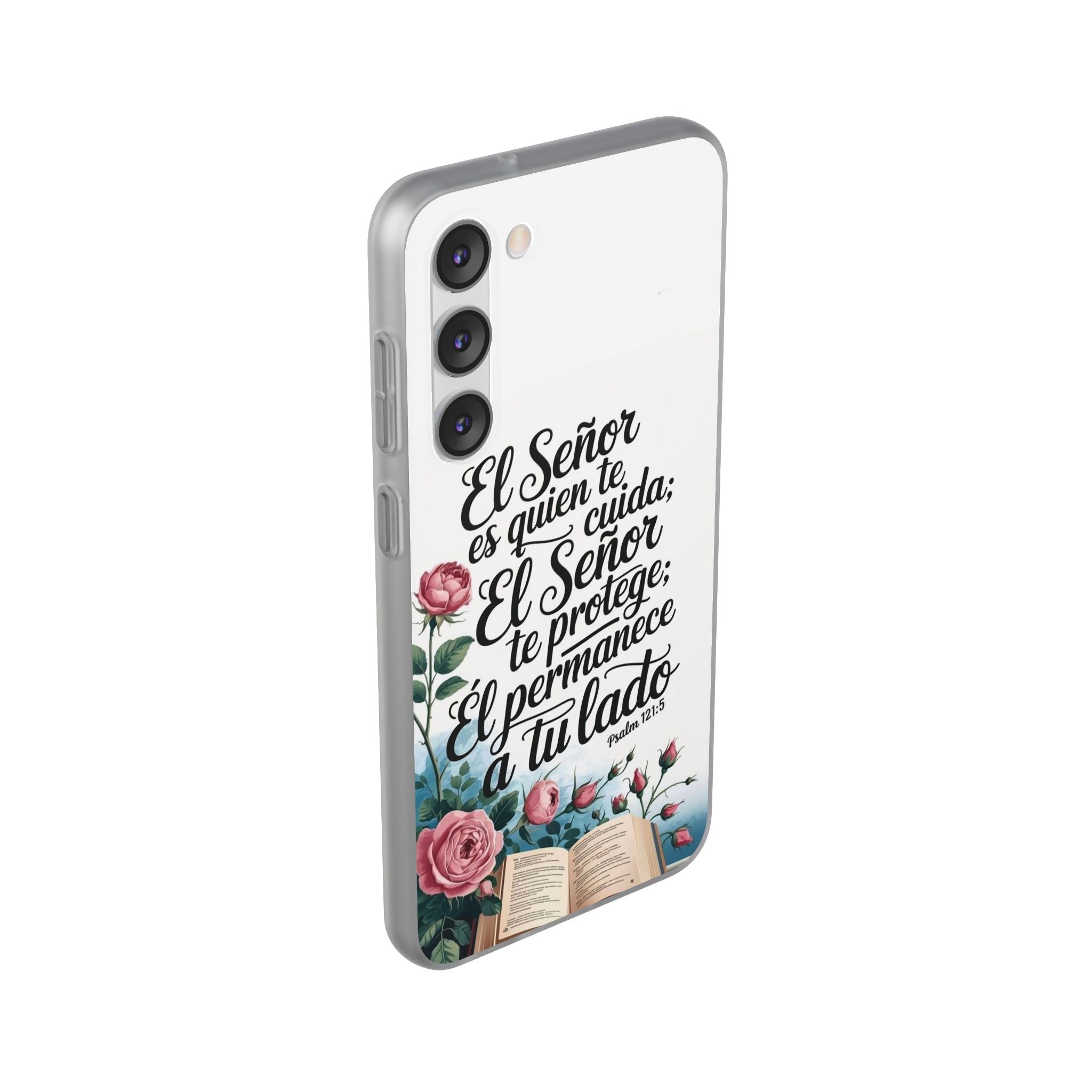 Inspirational Phone Case with Psalm 121:5 Quote, Flexi Case for Protection, Bible Verse Case, Gift for Faith Lovers, Spiritual Décor