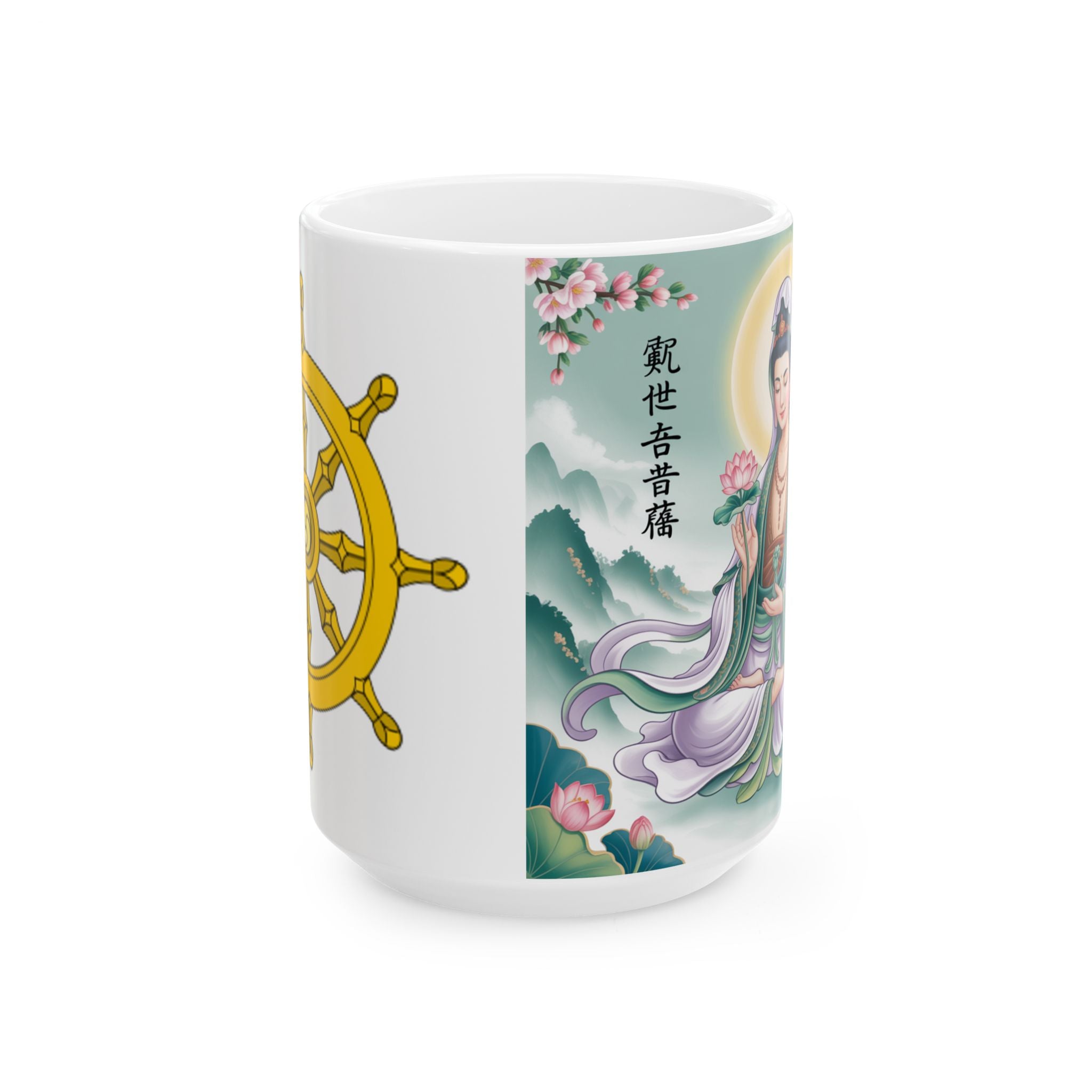 Serene Guan Yin/Avalokiteshvara Ceramic Mug - Perfect Gift for Mindfulness, Tea Lovers, Inspirational Decor, Buddhist Art, Meditation Enthusiasts