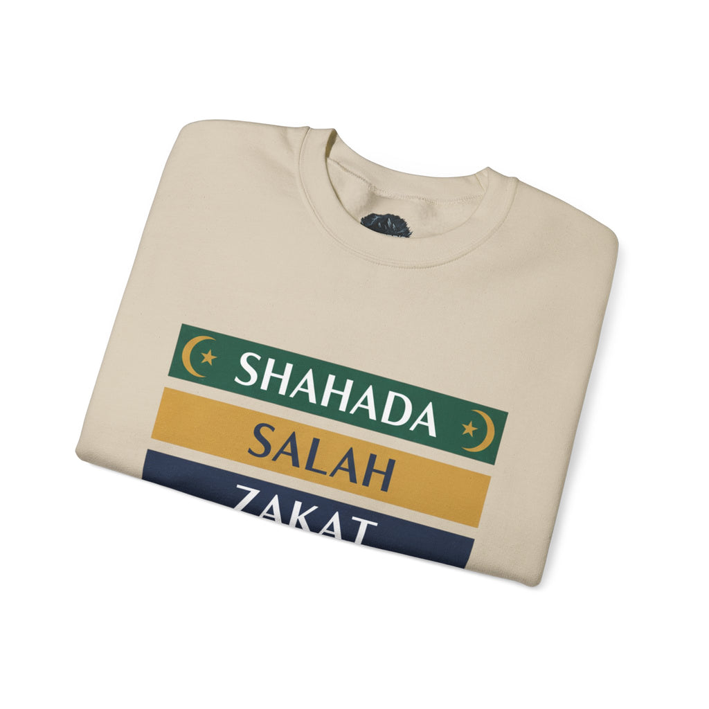 Islamic Pillars Sweatshirt — Shahada, Salah, Zakat, Fasting, Hajj Crewneck