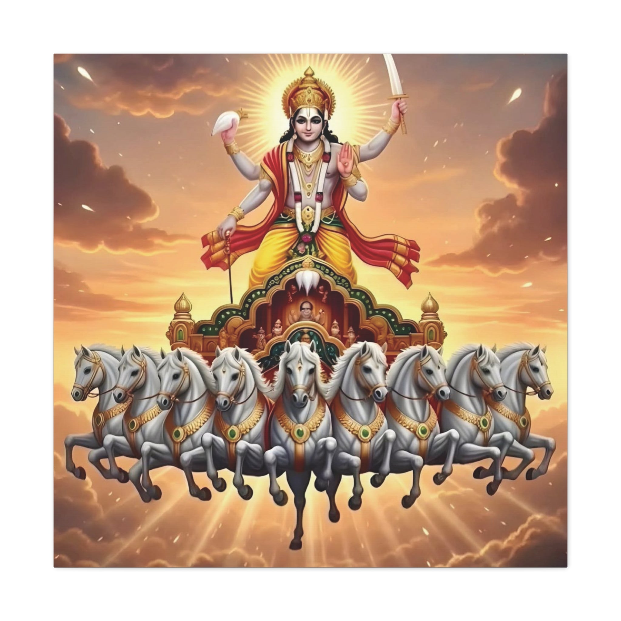 Khrisna Divine Canvas Wall Art, Home Decor, Spiritual Gift, Religious Artwork, Hindu Art