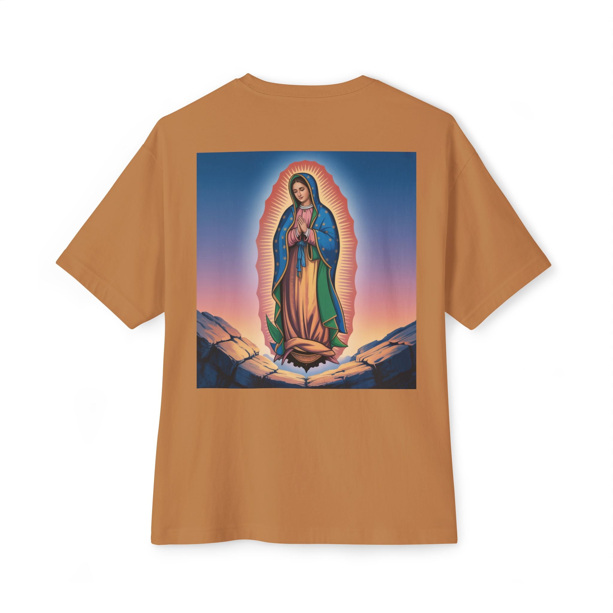 Spiritual Oversized Tee - Vintage Jesus & Virgin Mary Graphic Tee, Faith-Based Fashion, Unisex Gift, Christian Apparel, Nostalgic Tee