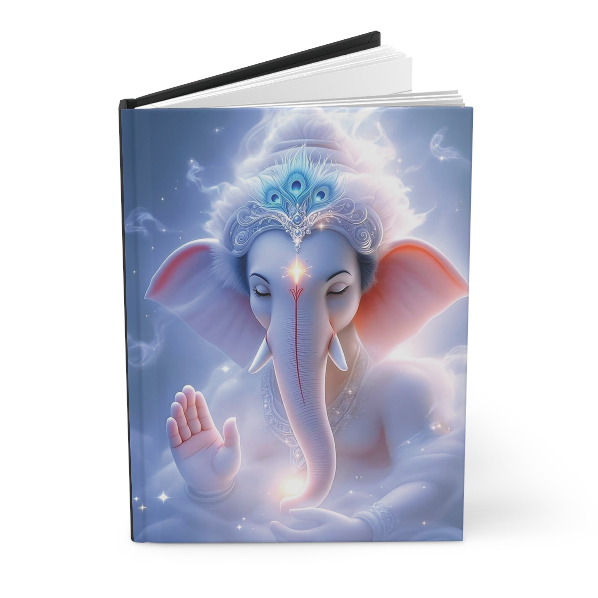 Spiritual Hardcover Journal with Ganesha Art, Meditation Notepad, Gift for Yoga Lovers, Hindu Home Decor, Inspirational Writing