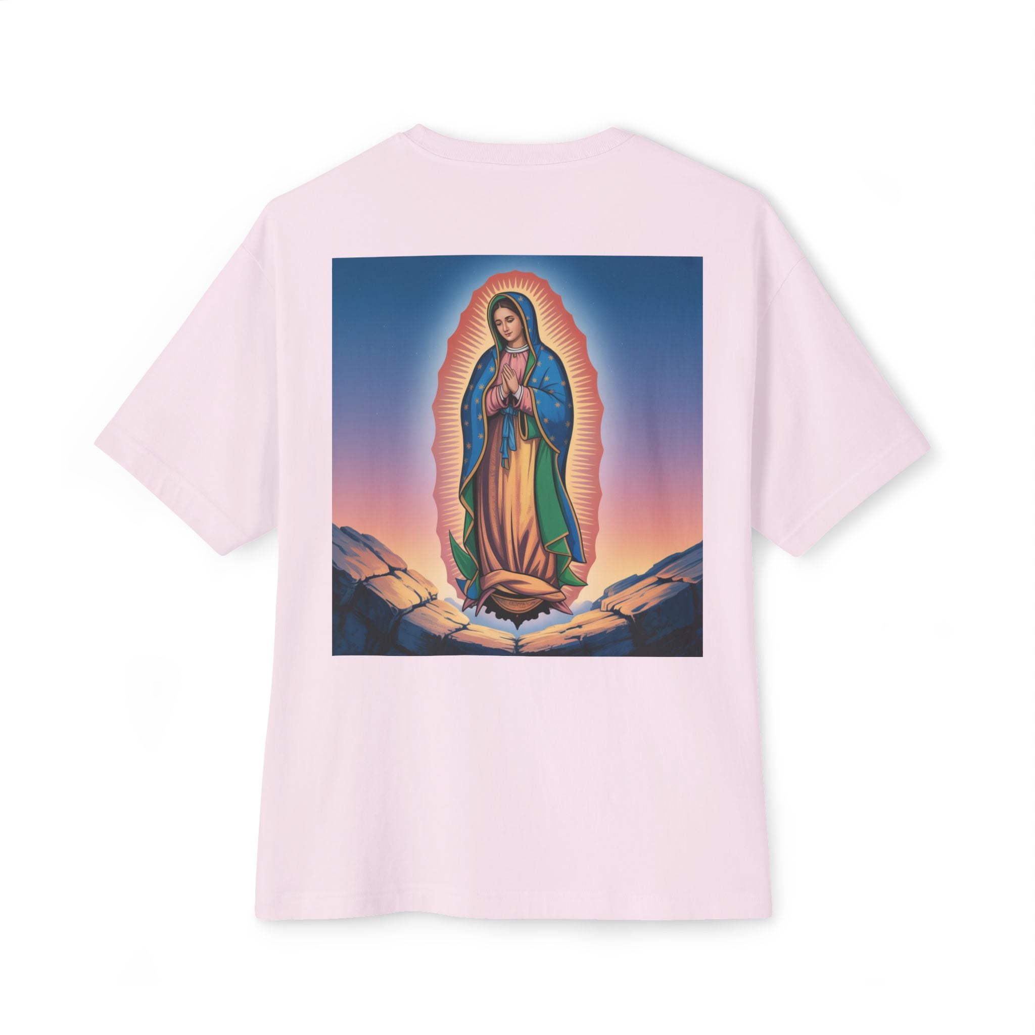 Spiritual Oversized Tee - Vintage Jesus & Virgin Mary Graphic Tee, Faith-Based Fashion, Unisex Gift, Christian Apparel, Nostalgic Tee