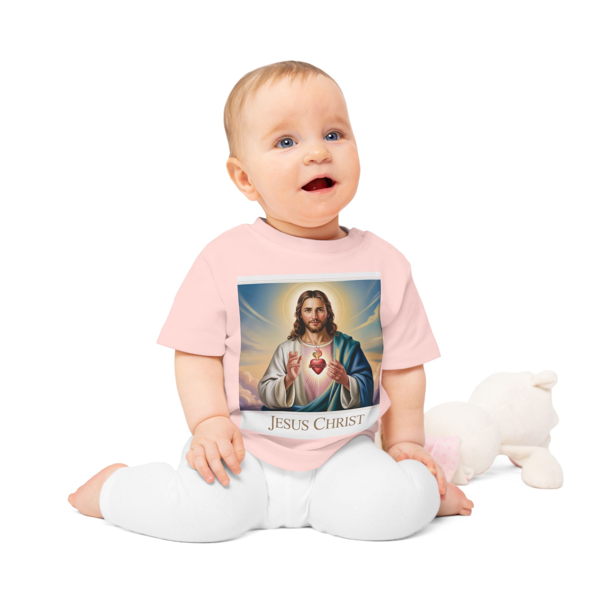 Jesus Christ Baby T-Shirt, Cute Christening Outfit, Infant Religious Apparel, Baby Shower Gift, First Communion Top