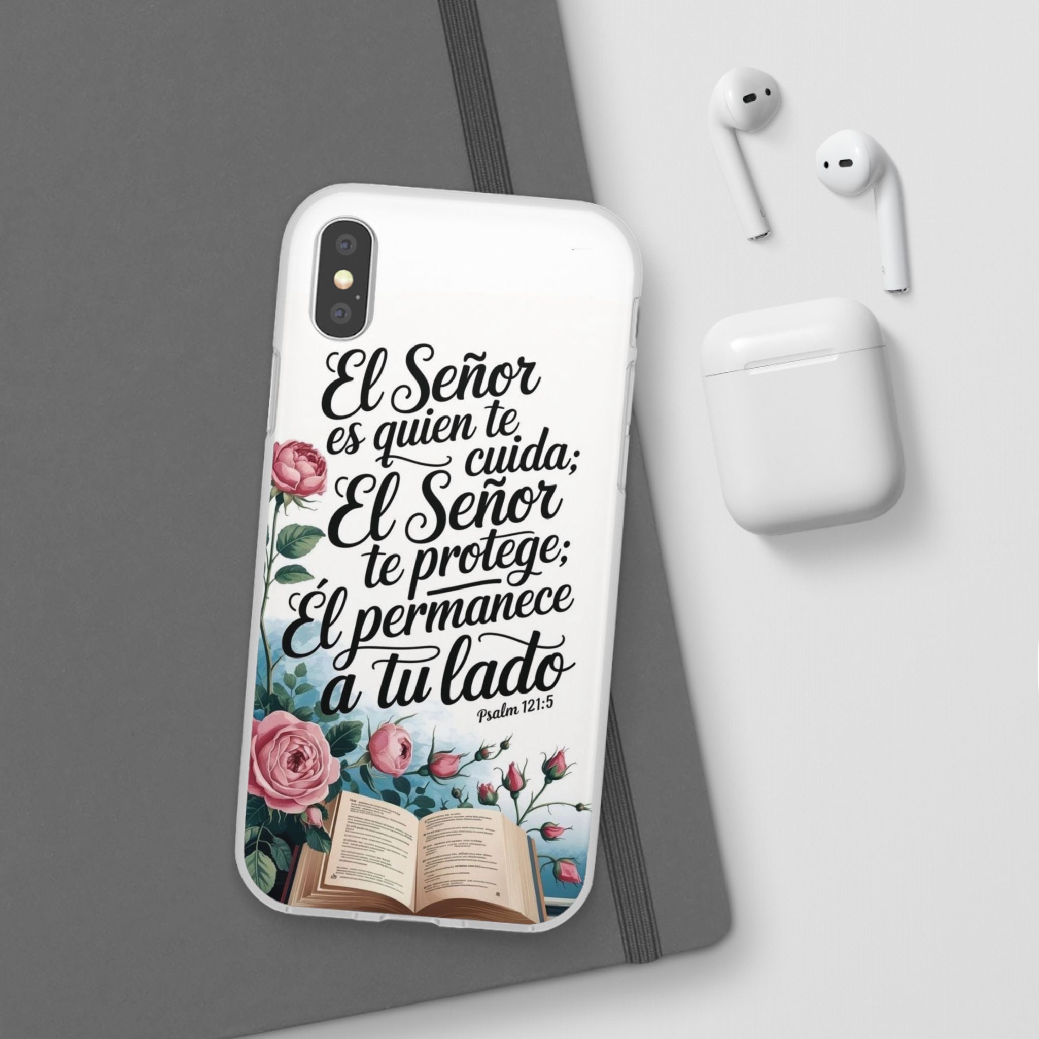 Inspirational Phone Case with Psalm 121:5 Quote, Flexi Case for Protection, Bible Verse Case, Gift for Faith Lovers, Spiritual Décor