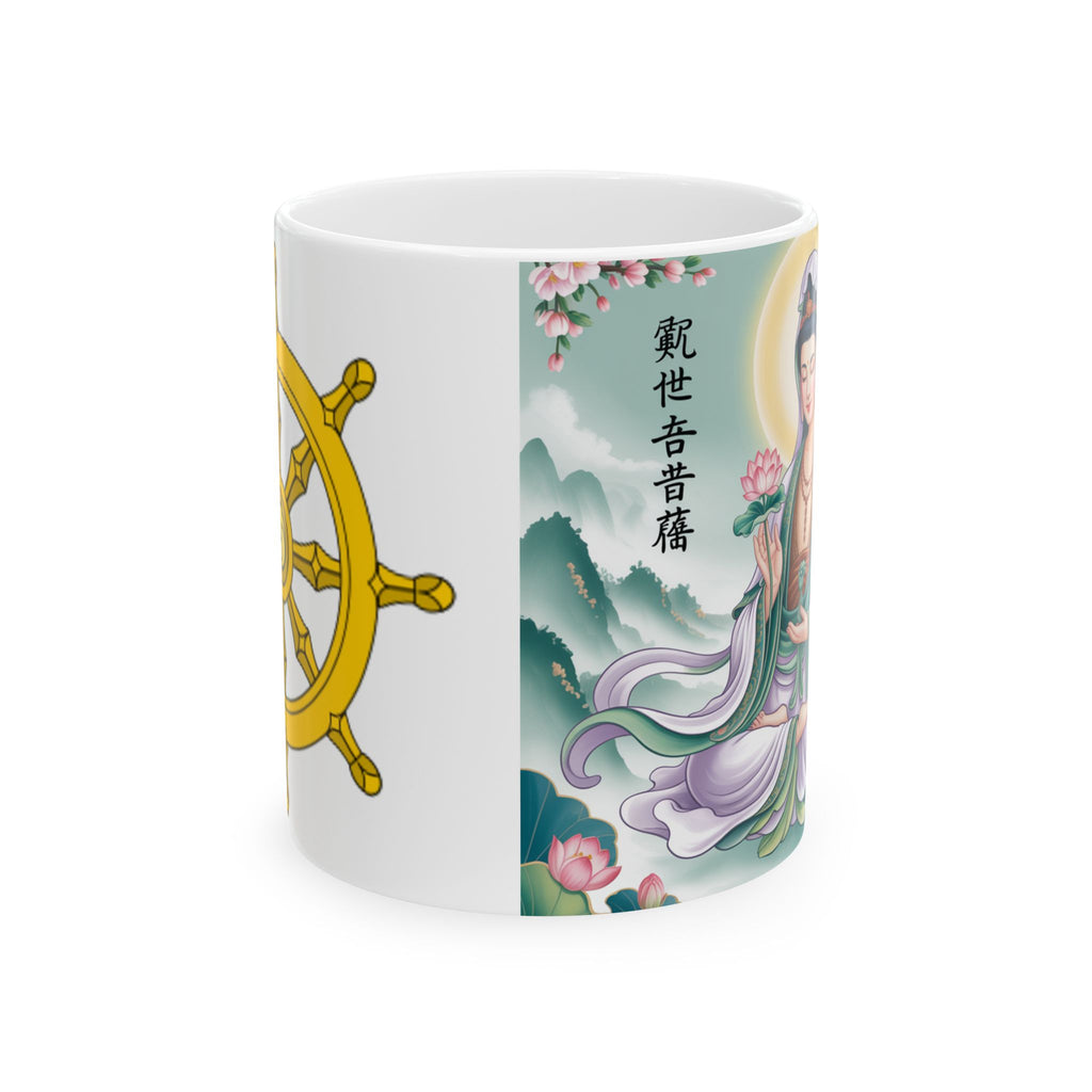Serene Guan Yin/Avalokiteshvara Ceramic Mug - Perfect Gift for Mindfulness, Tea Lovers, Inspirational Decor, Buddhist Art, Meditation Enthusiasts