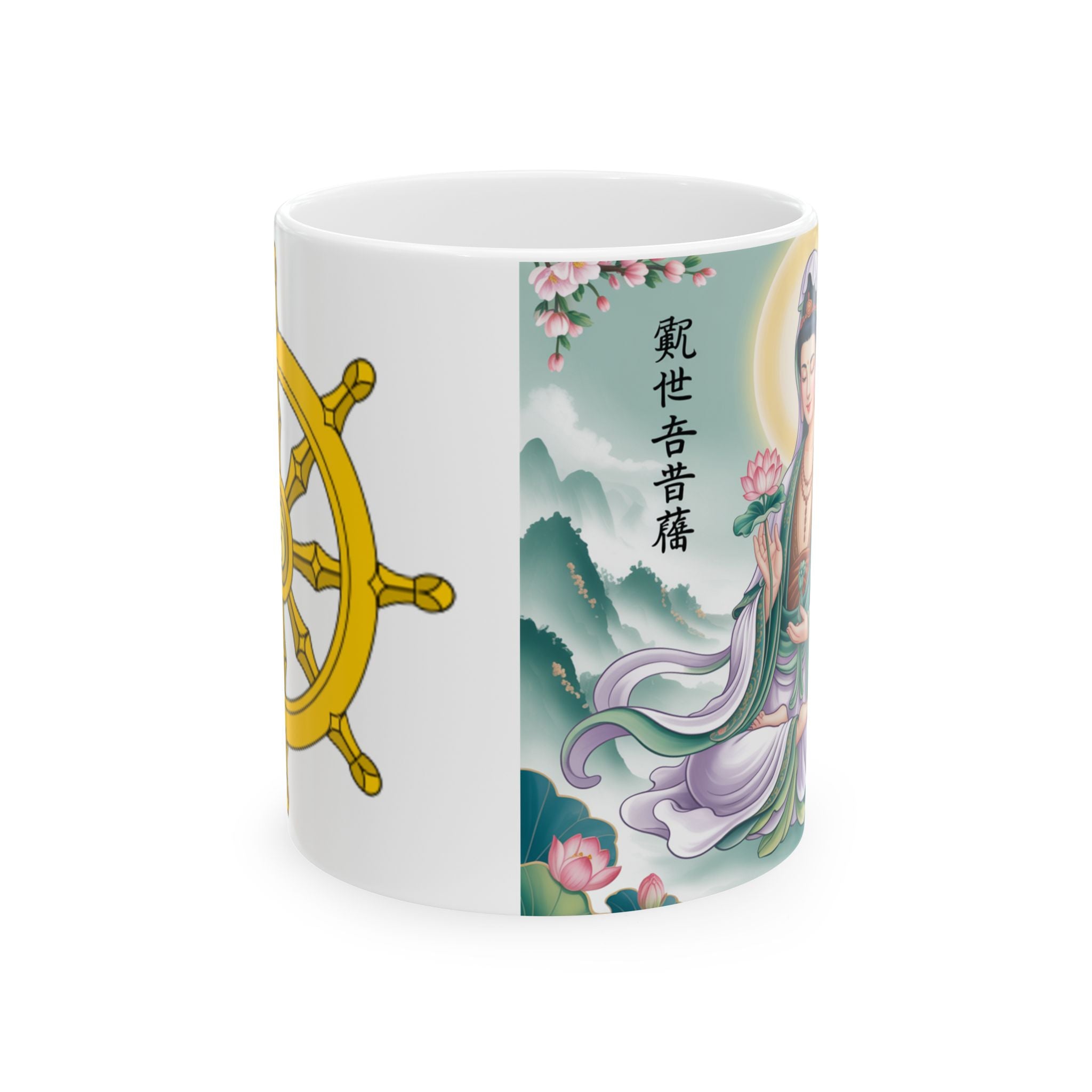 Serene Guan Yin/Avalokiteshvara Ceramic Mug - Perfect Gift for Mindfulness, Tea Lovers, Inspirational Decor, Buddhist Art, Meditation Enthusiasts