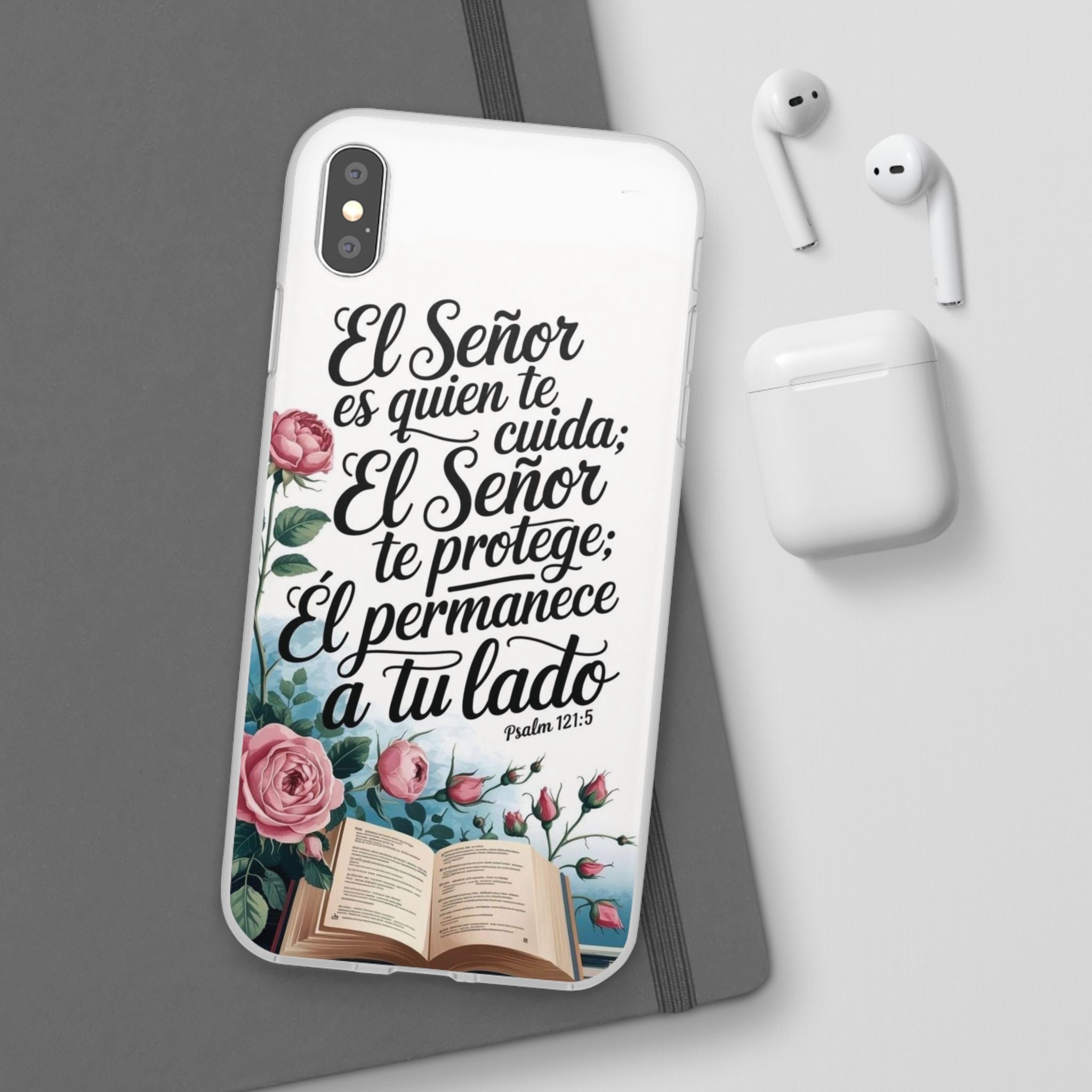 Inspirational Phone Case with Psalm 121:5 Quote, Flexi Case for Protection, Bible Verse Case, Gift for Faith Lovers, Spiritual Décor