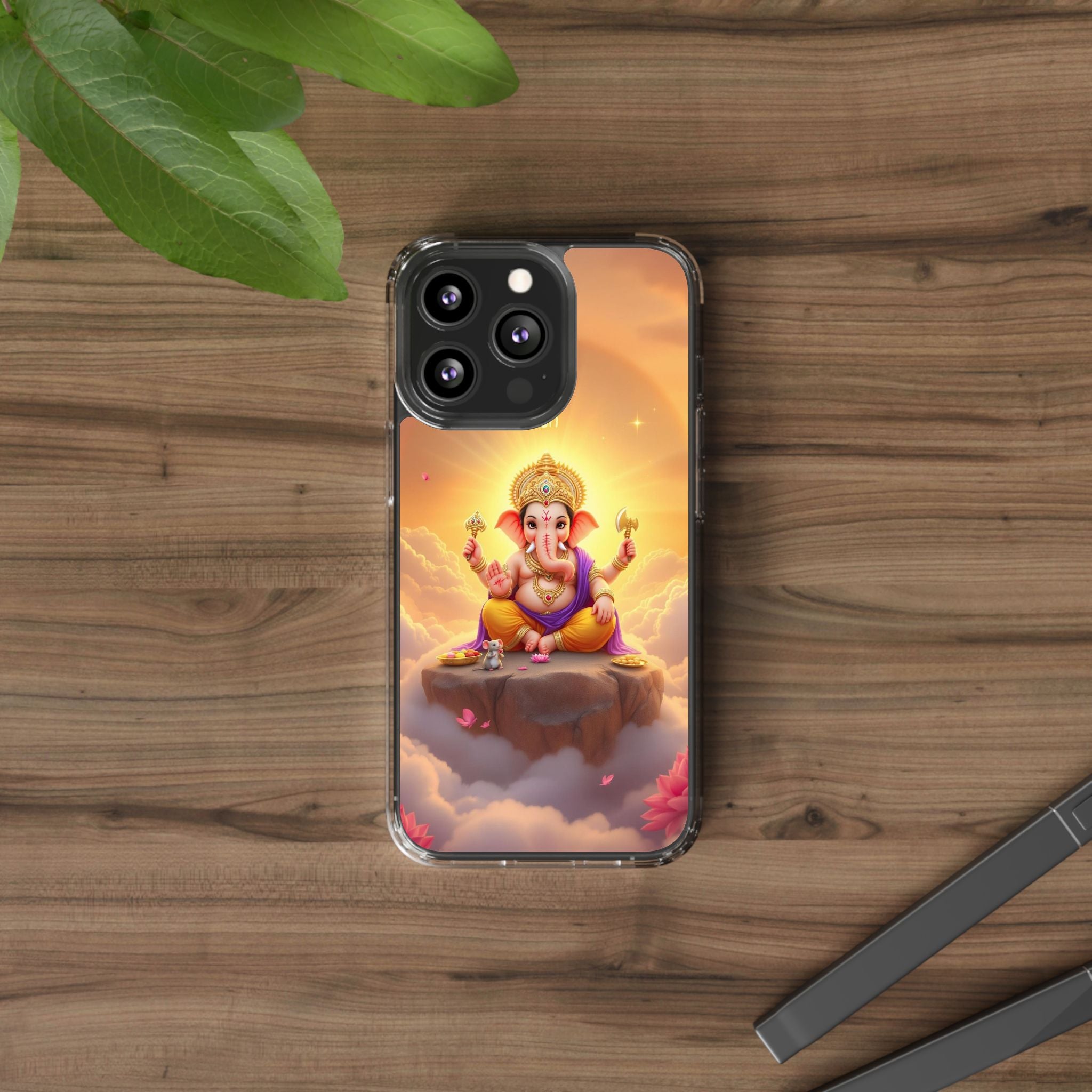 Ganesh Clear Phone Case, Spiritual iPhone Cover, Hindu God Phone Protector, Gift for Her, Boho Phone Accessories
