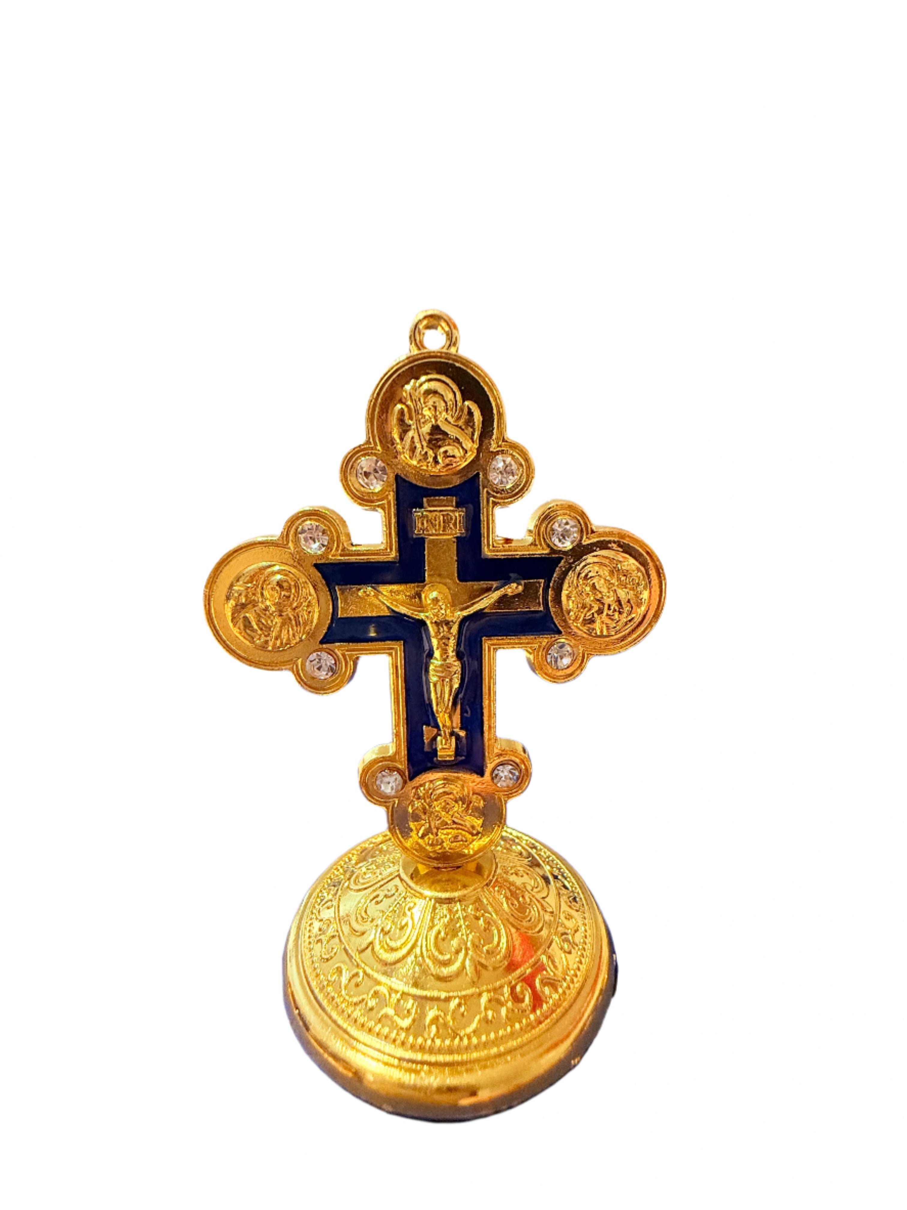 Metal Crucifix 3 Inches/ Metal Cross, Plastic Base