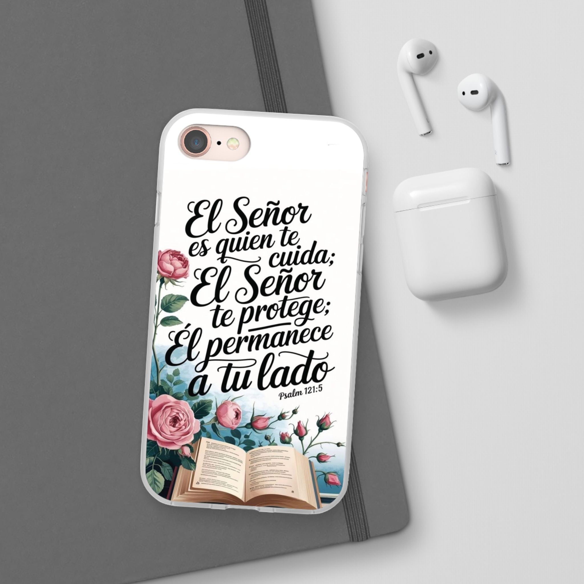 Inspirational Phone Case with Psalm 121:5 Quote, Flexi Case for Protection, Bible Verse Case, Gift for Faith Lovers, Spiritual Décor
