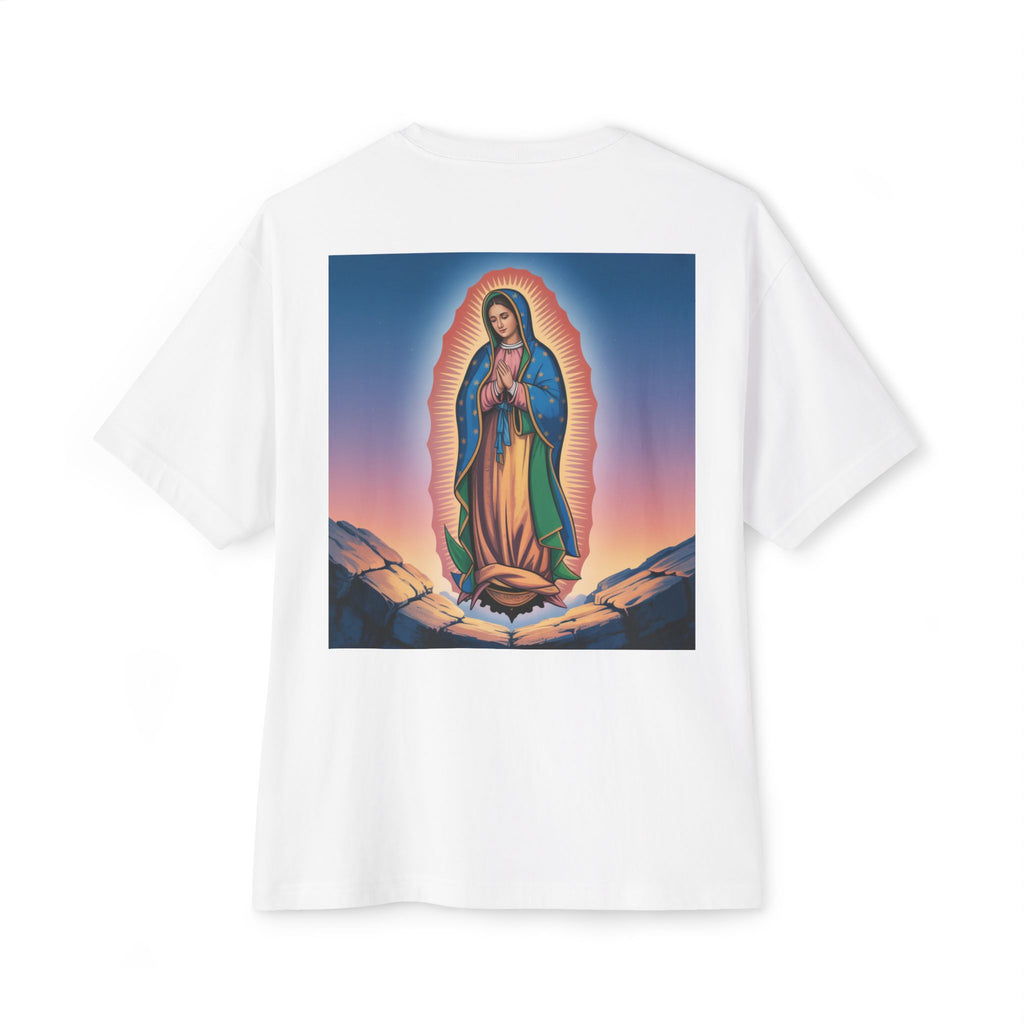 Spiritual Oversized Tee - Vintage Jesus & Virgin Mary Graphic Tee, Faith-Based Fashion, Unisex Gift, Christian Apparel, Nostalgic Tee