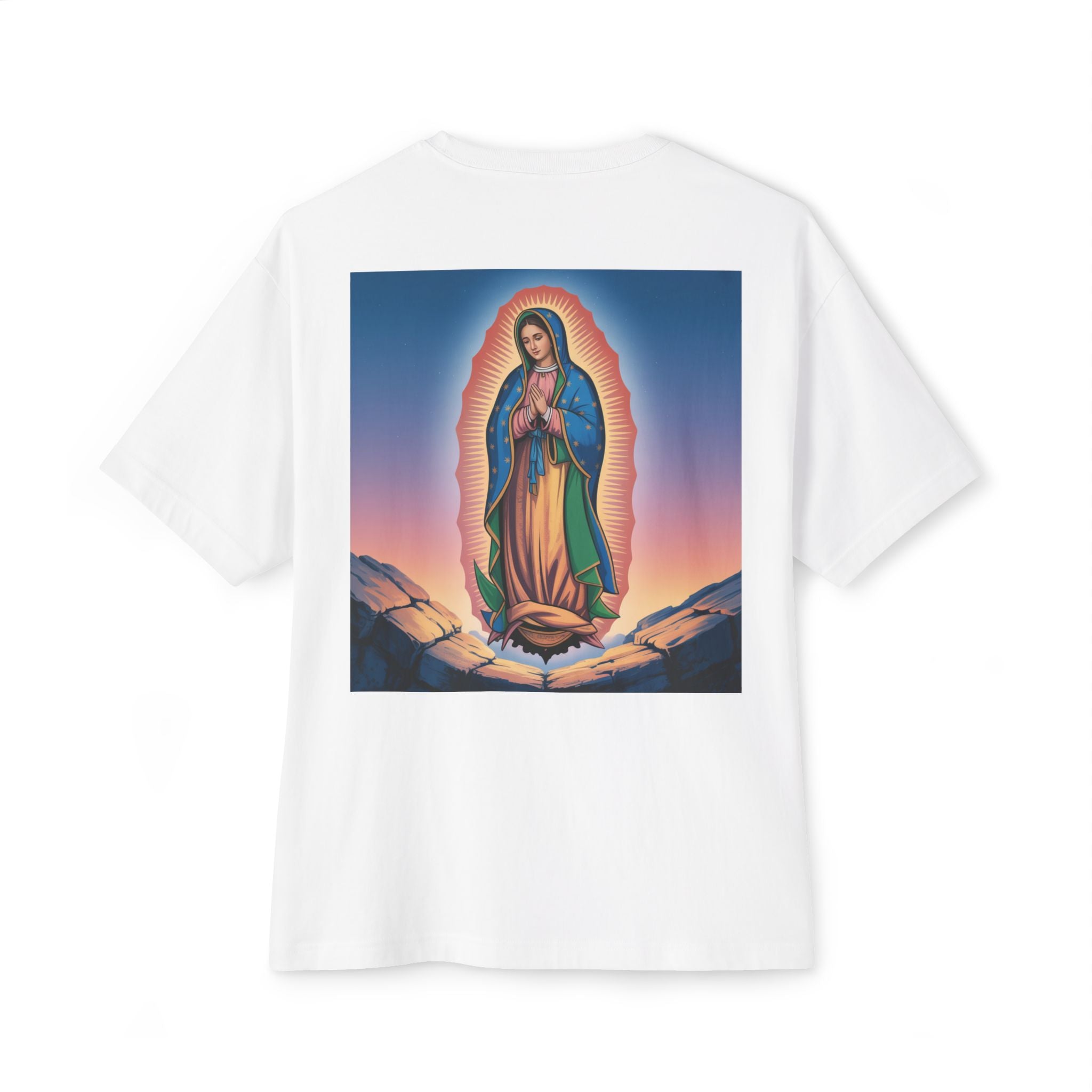 Spiritual Oversized Tee - Vintage Jesus & Virgin Mary Graphic Tee, Faith-Based Fashion, Unisex Gift, Christian Apparel, Nostalgic Tee