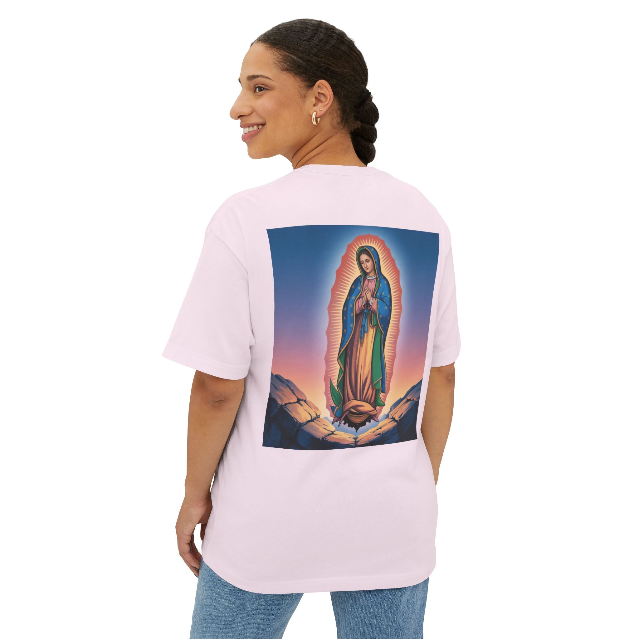 Spiritual Oversized Tee - Vintage Jesus & Virgin Mary Graphic Tee, Faith-Based Fashion, Unisex Gift, Christian Apparel, Nostalgic Tee