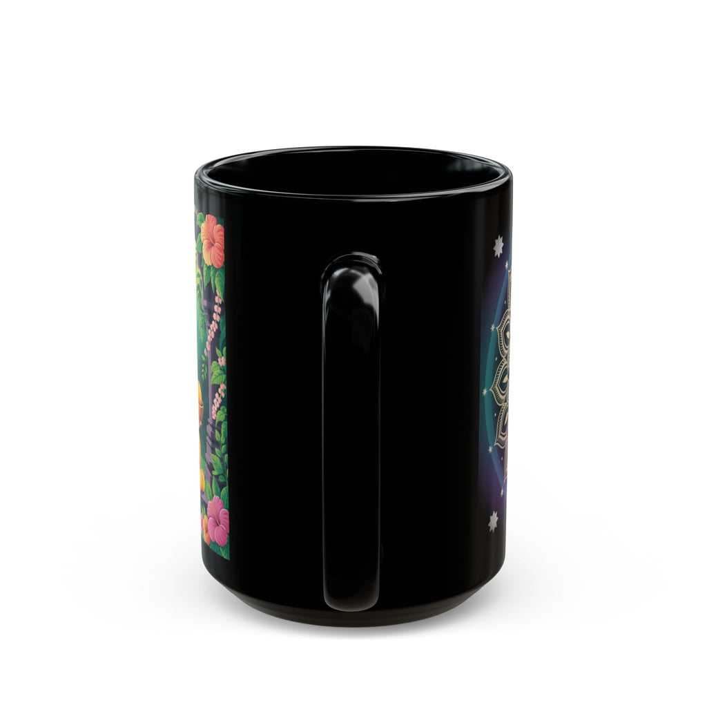 Black Mug Featuring Ganesh and Mandala - Spiritual Gift, Coffee Cup, Home Decor, Yoga, Meditation, Hindu Art