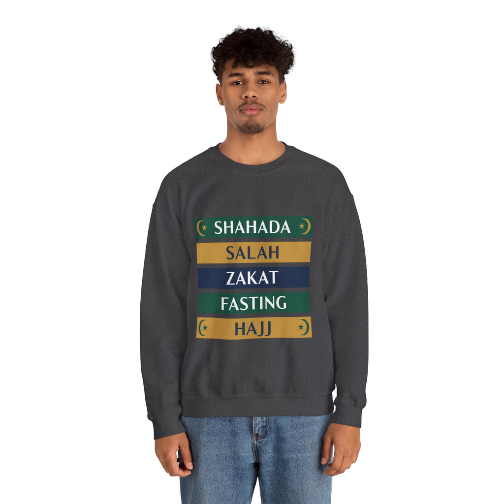 Islamic Pillars Sweatshirt — Shahada, Salah, Zakat, Fasting, Hajj Crewneck