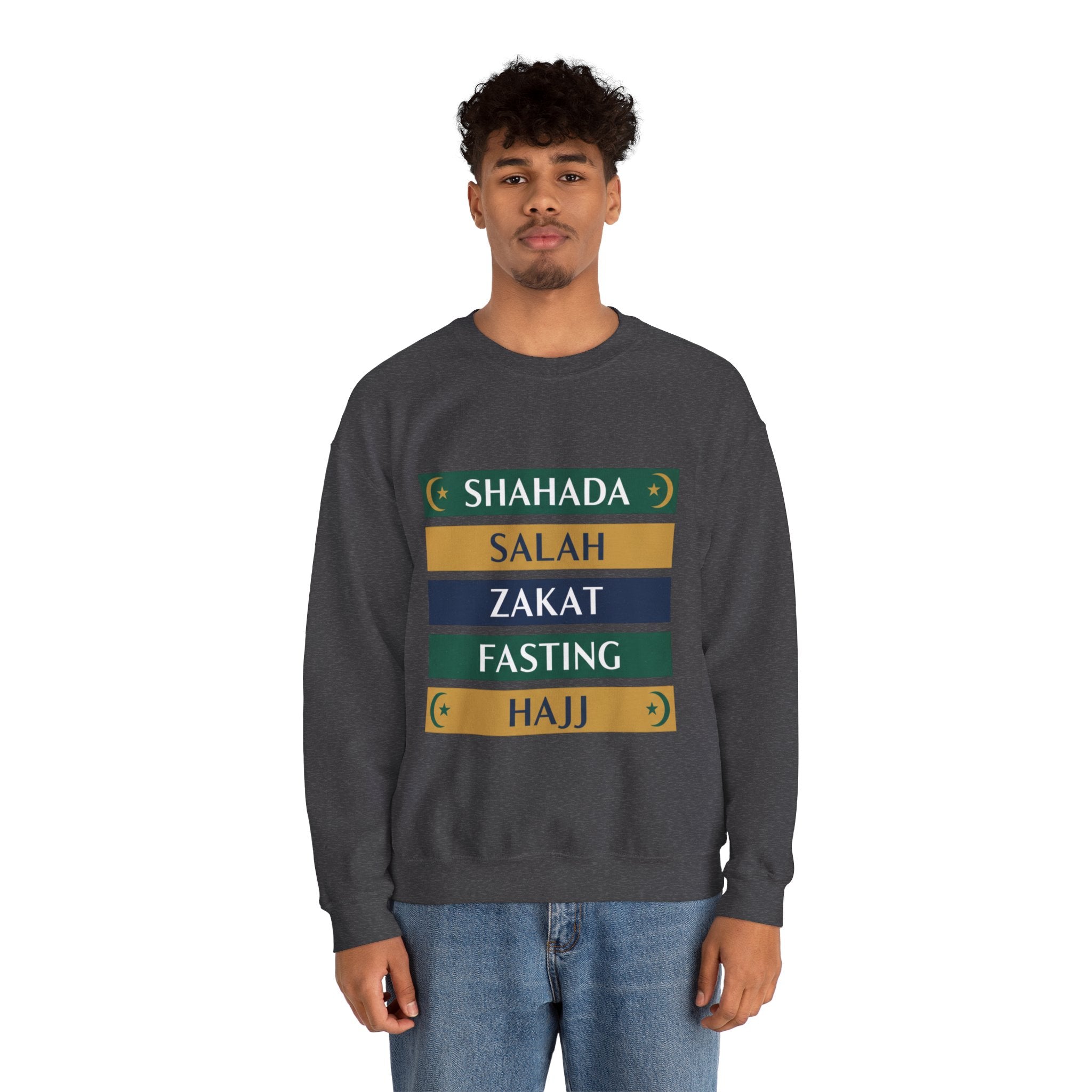 Islamic Pillars Sweatshirt — Shahada, Salah, Zakat, Fasting, Hajj Crewneck