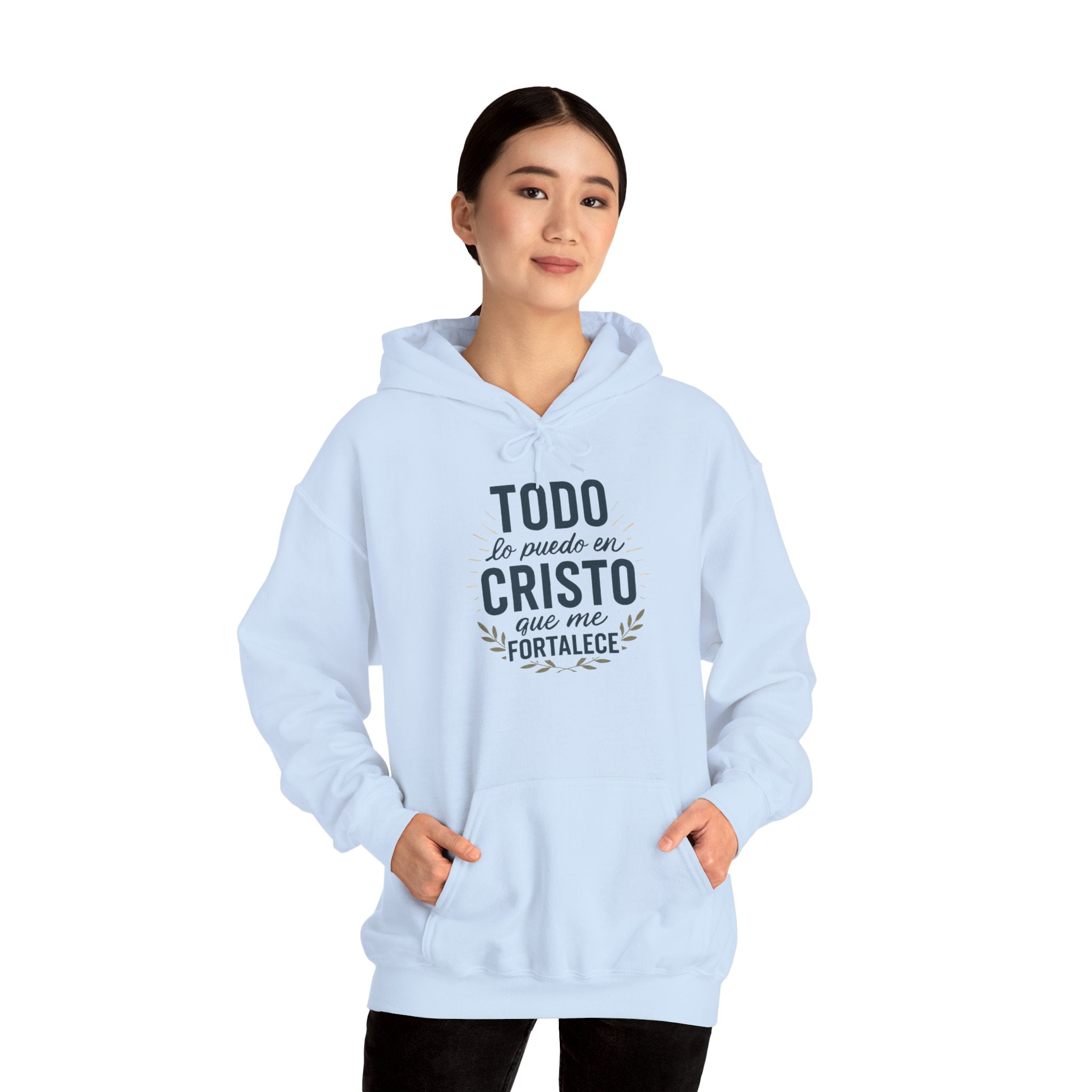 Christian Hoodie - "Todo lo puedo en Cristo" / "Dios te bendiga" Inspirational Spanish Pullover
