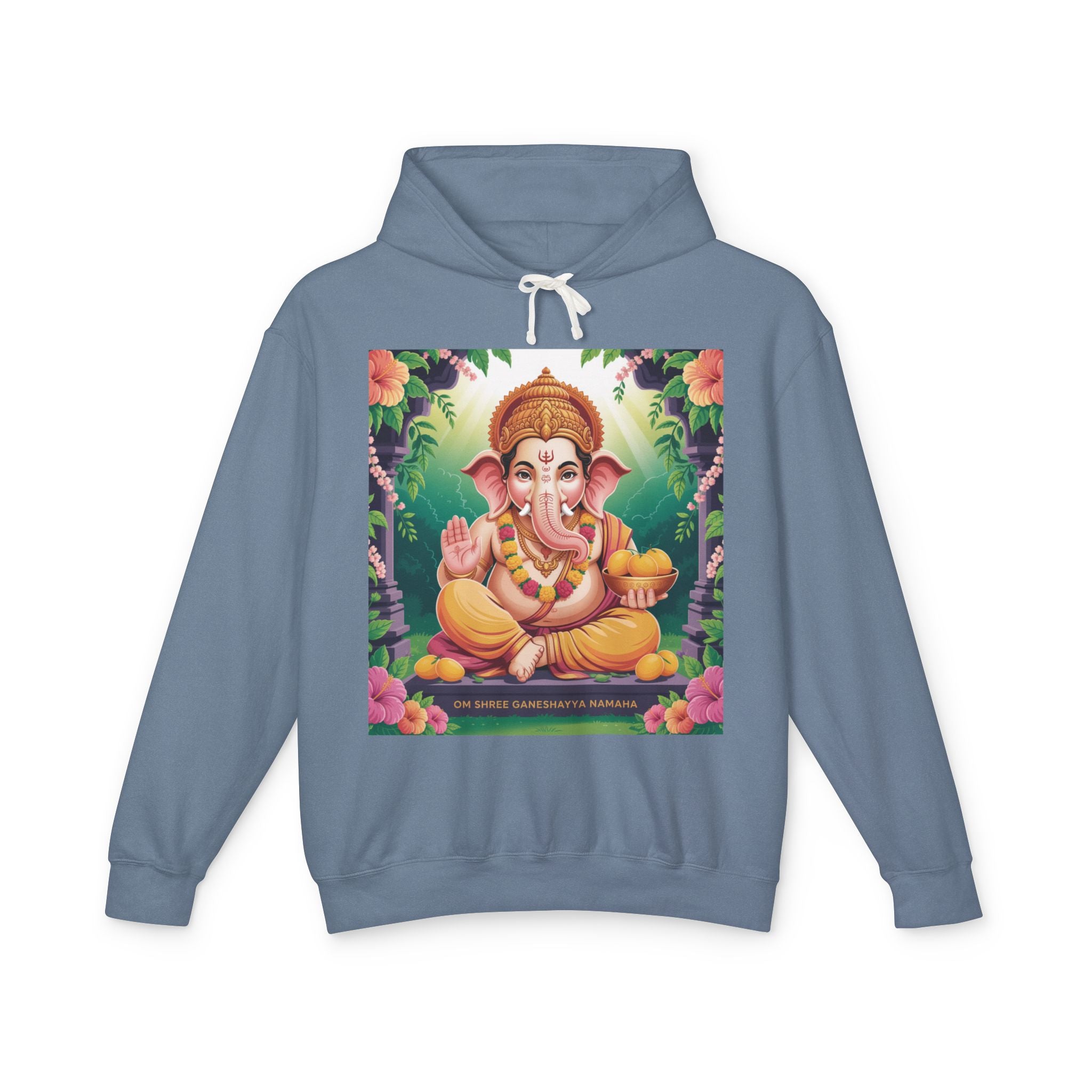 Spiritual Unisex Hoodie, Inspirational Hooded Sweatshirt, Yoga Apparel, Meditation Fashion, Ganesh and Om Design
