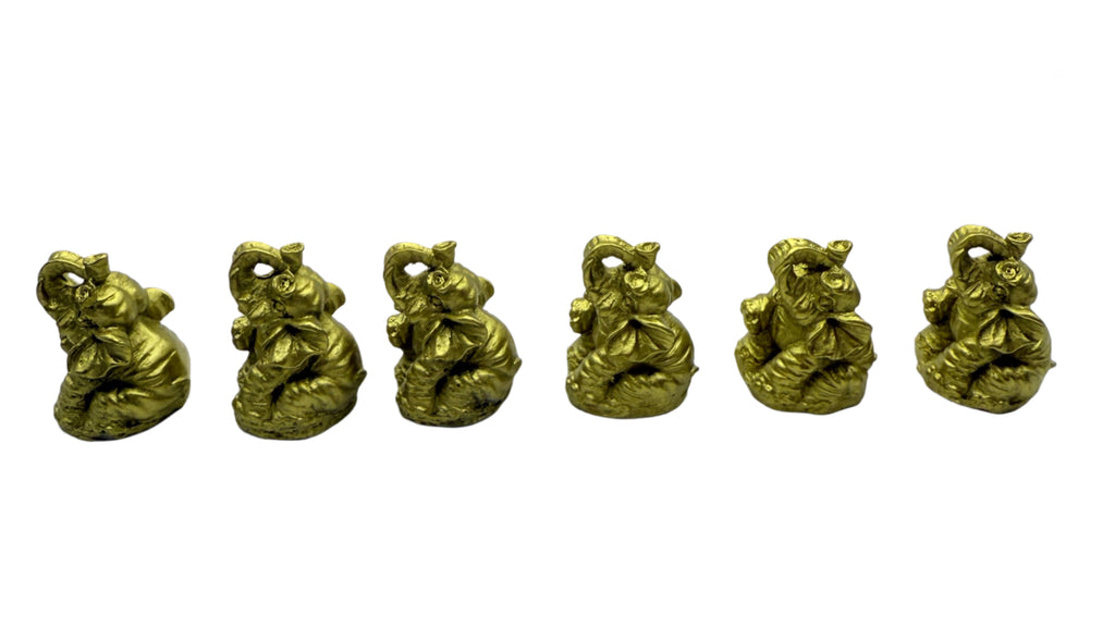 6 Small Feng Shui Elephants Figurines
