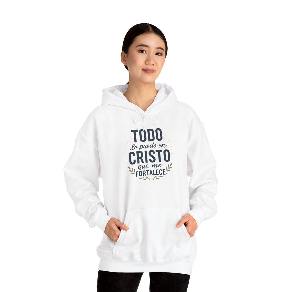 Christian Hoodie - "Todo lo puedo en Cristo" / "Dios te bendiga" Inspirational Spanish Pullover