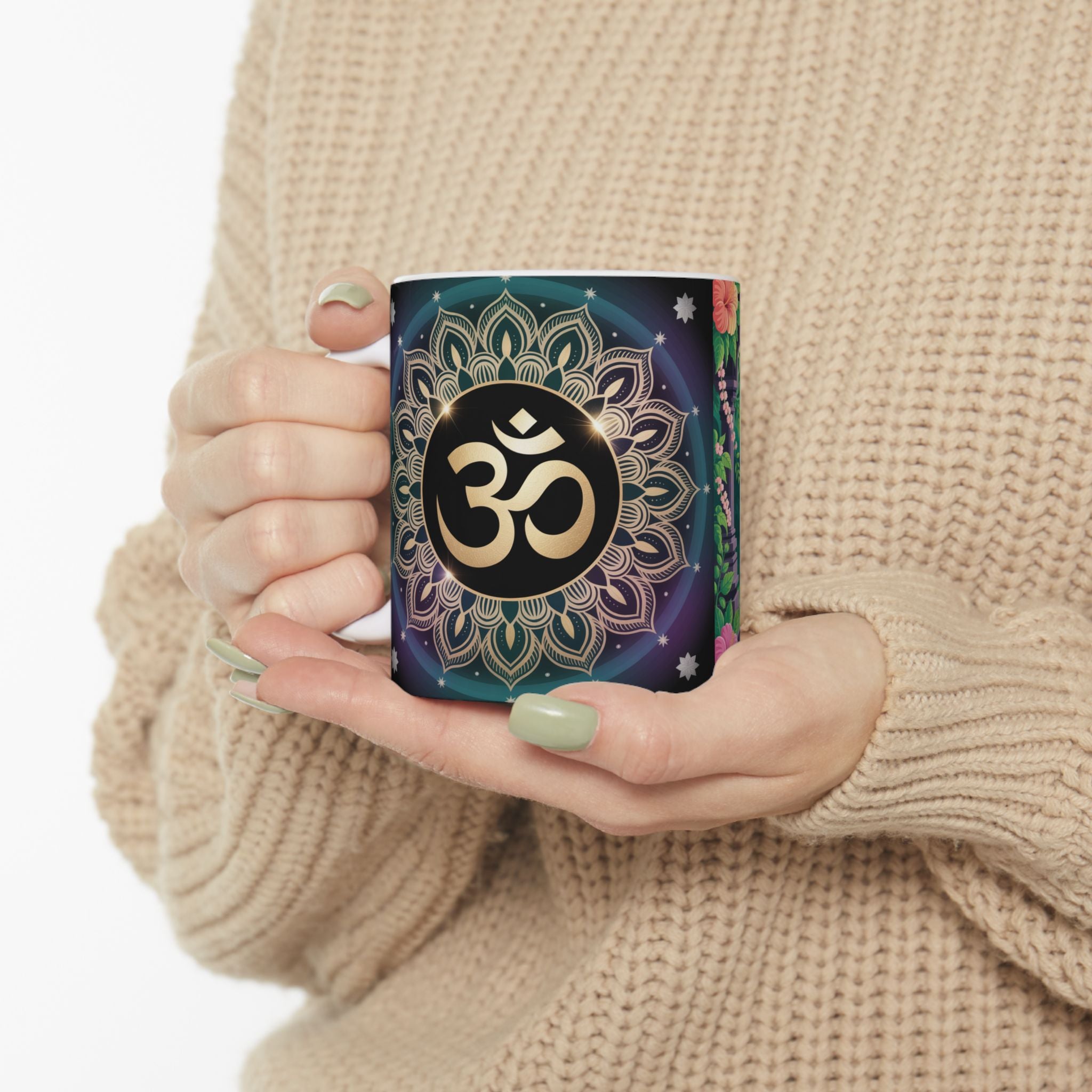 Spiritual Ganesh Ceramic Mug, Meditation Gift, Indian Art Mug, Home Decor, Tea Coffee Cup, Festival Gift Idea
