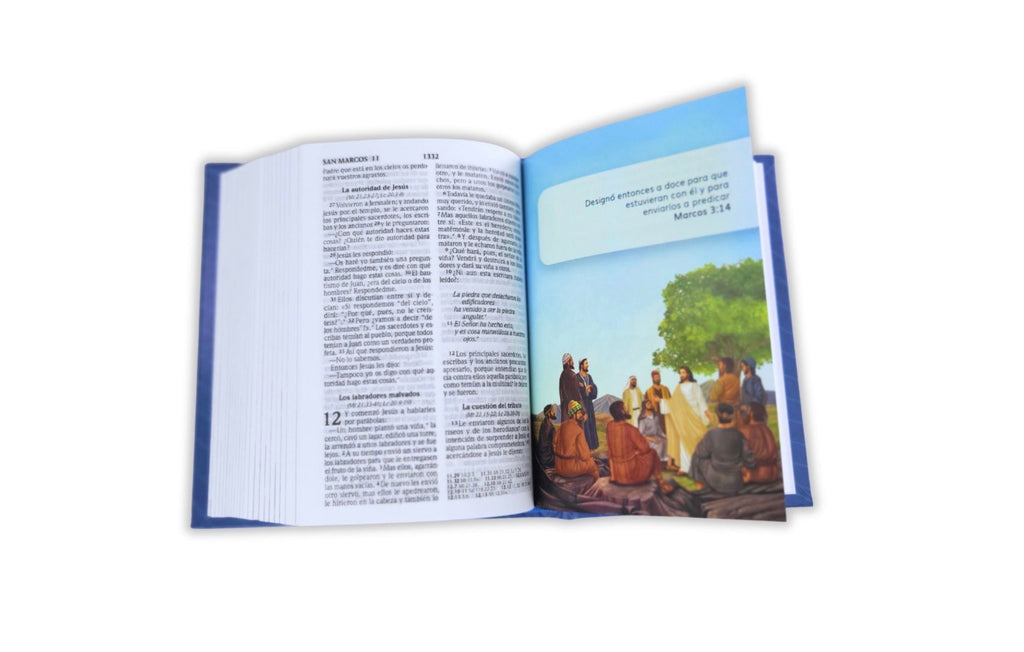Biblia Compacta para Niños RV2020, tapa dura azul niños con mamá