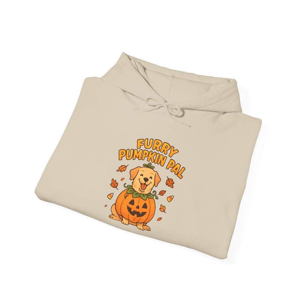 Furry Pumpkin Pal - Halloween Unisex Heavy Blend™ Hooded Sweatshirt